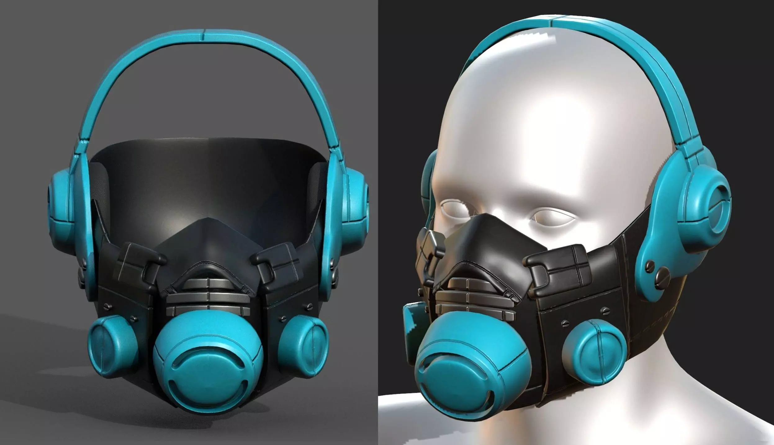 Gas mask helmet 3d model military combat  Low-poly 3D model_0