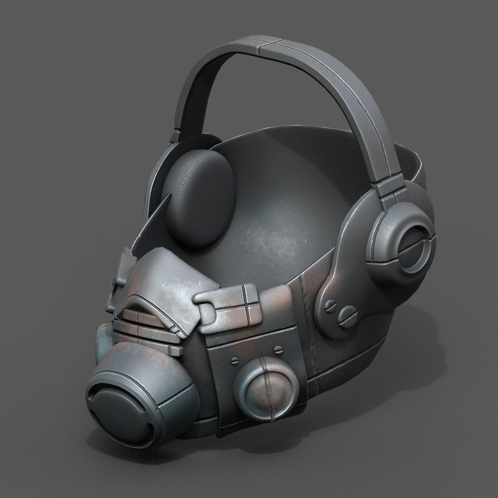 Gas mask helmet respirator plastic scifi military  Low-poly 3D model_4