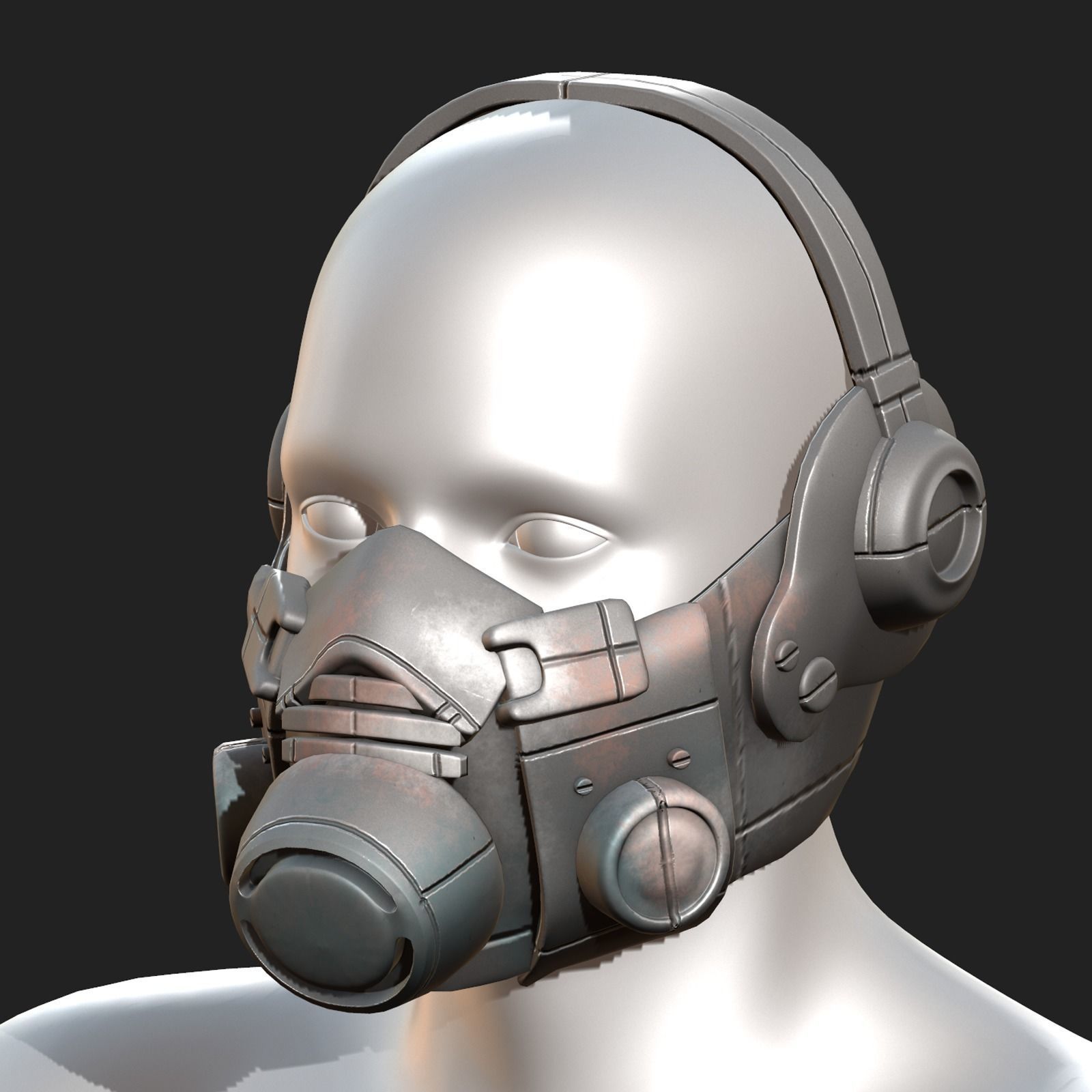 Gas mask helmet respirator plastic scifi military  Low-poly 3D model_3