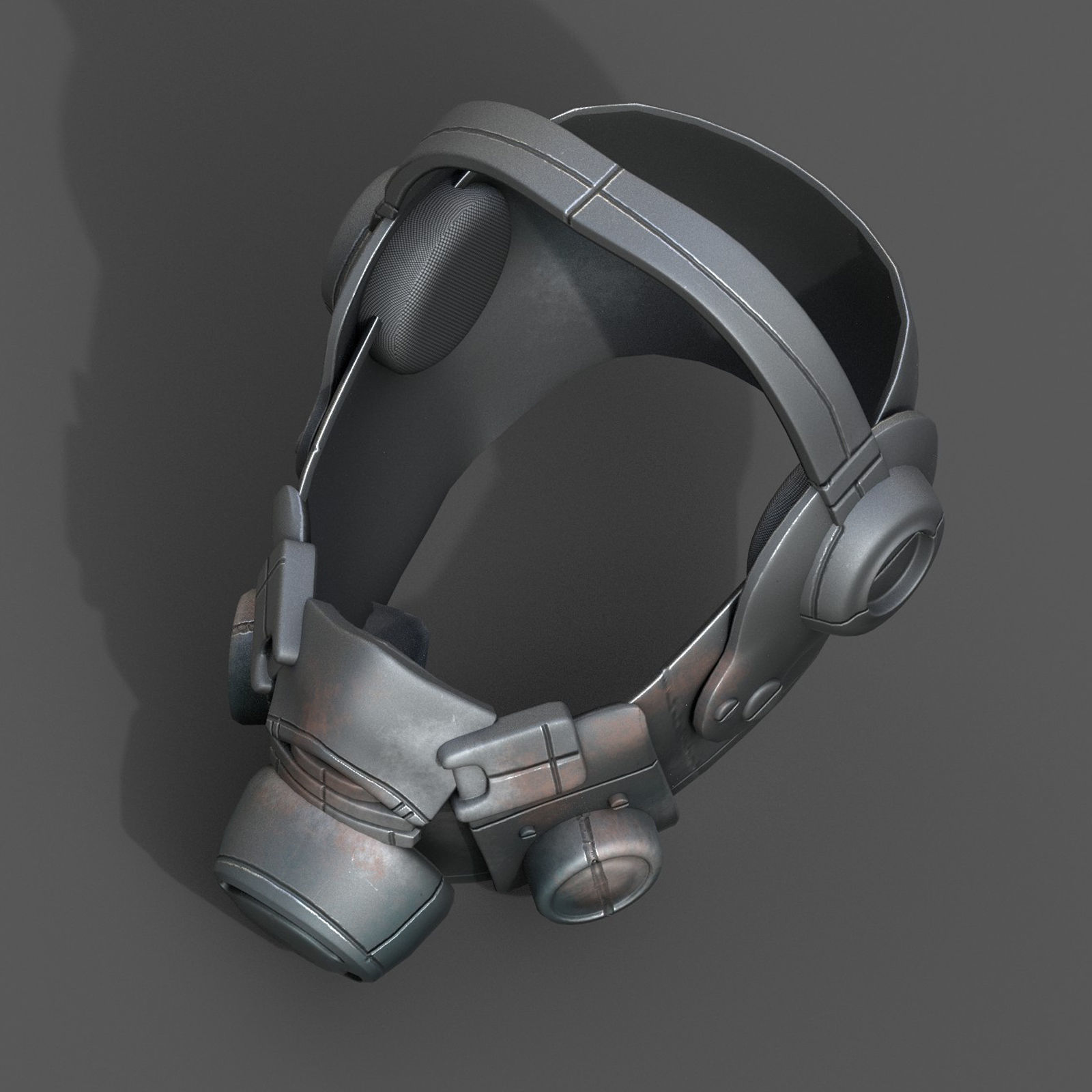 Gas mask helmet respirator plastic scifi military  Low-poly 3D model_9