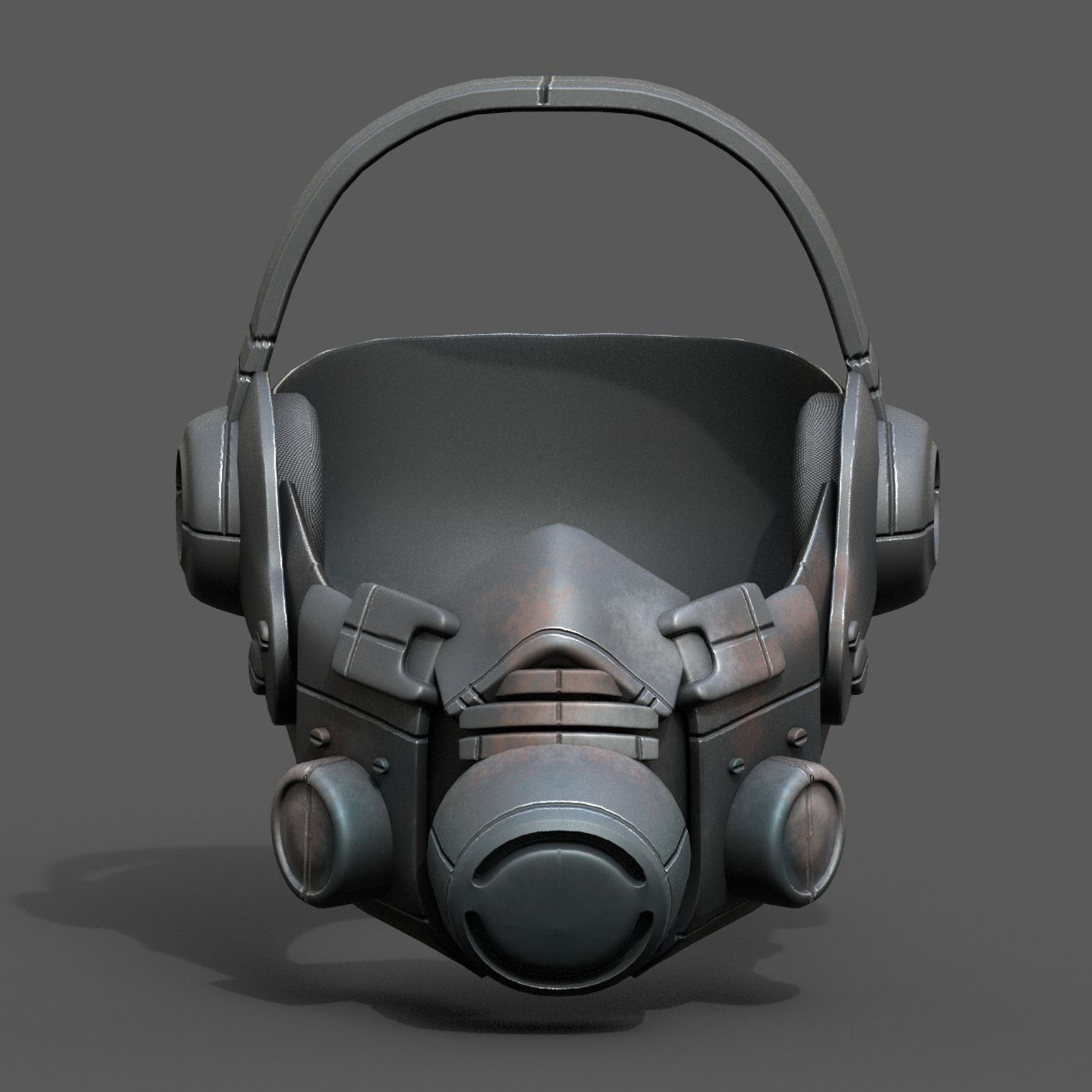 Gas mask helmet respirator plastic scifi military  Low-poly 3D model_2