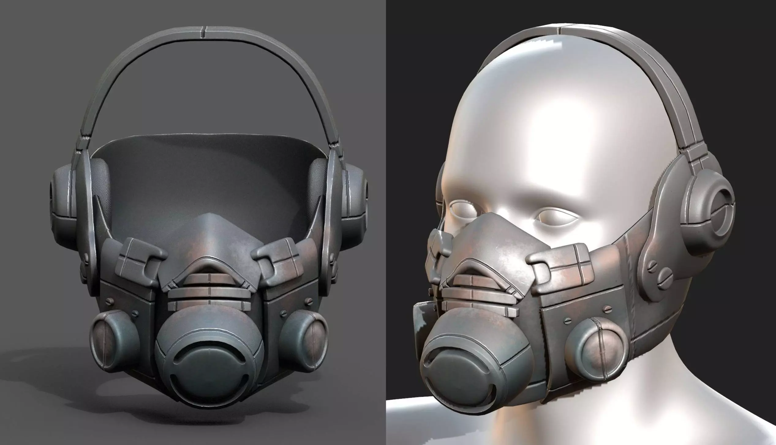 Gas mask helmet respirator plastic scifi military  Low-poly 3D model_0