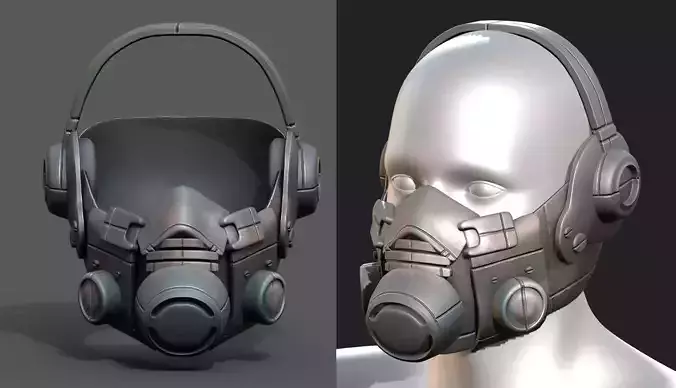 Gas mask helmet respirator plastic scifi military  Low-poly 3D model