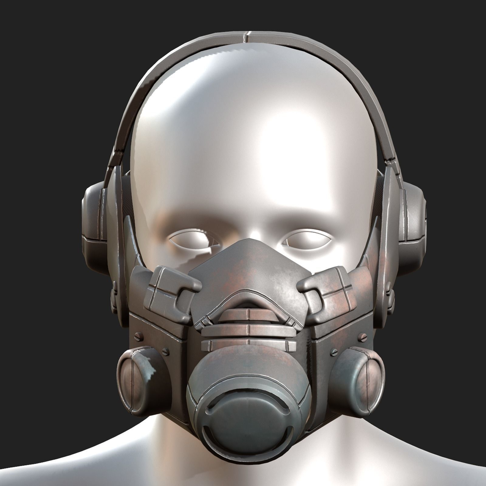 Gas mask helmet respirator plastic scifi military  Low-poly 3D model_1