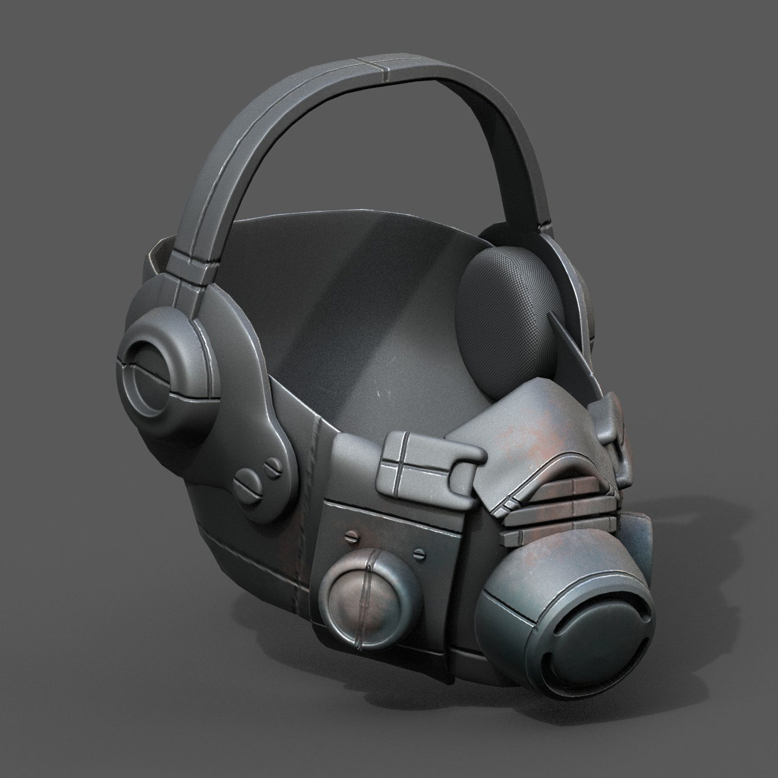 Gas mask helmet respirator plastic scifi military  Low-poly 3D model_5