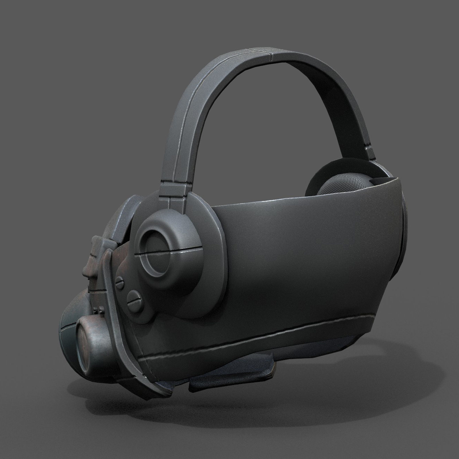 Gas mask helmet respirator plastic scifi military  Low-poly 3D model_6