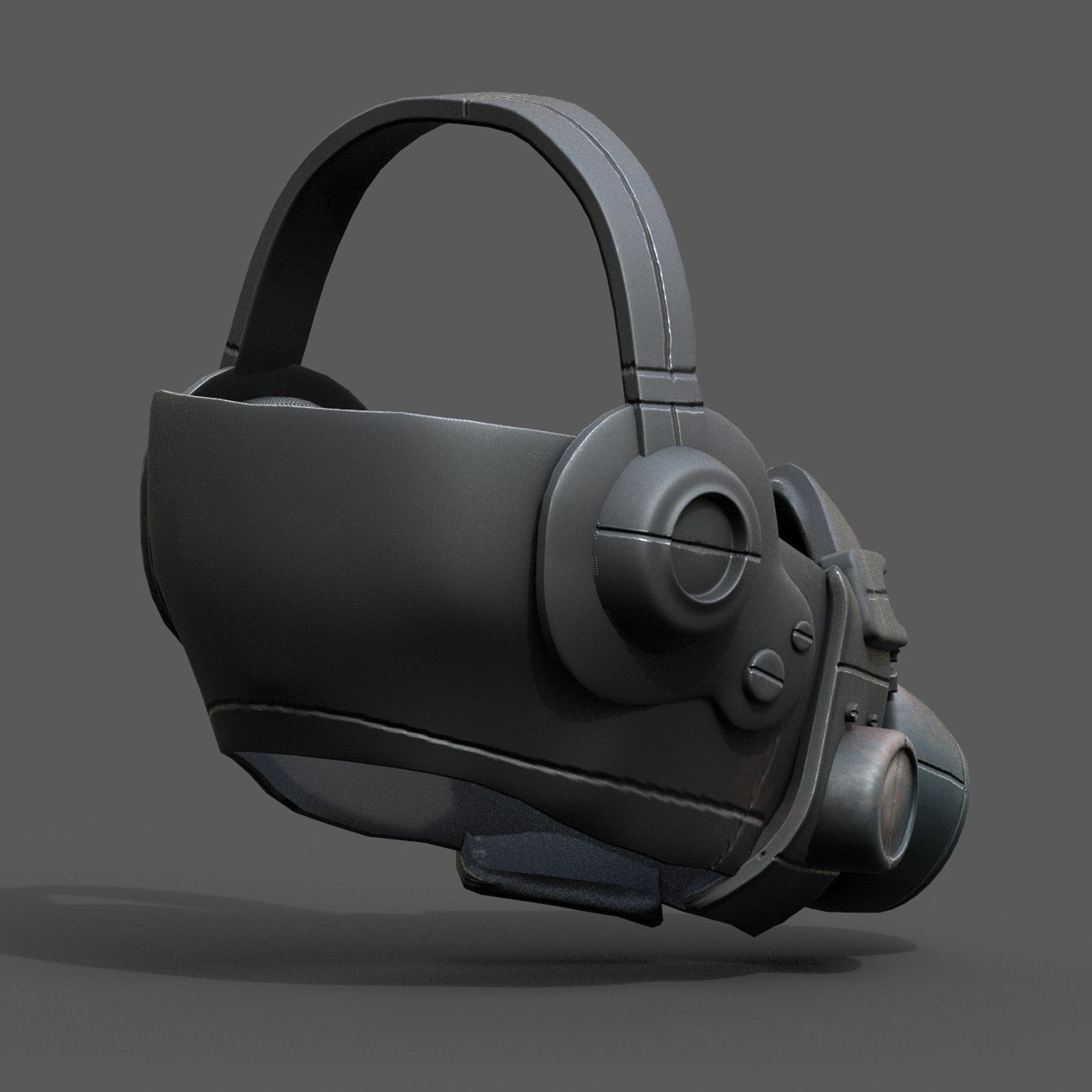 Gas mask helmet respirator plastic scifi military  Low-poly 3D model_10