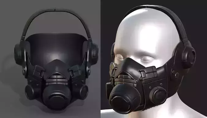 Gas mask black plastic protection isolated scifi 