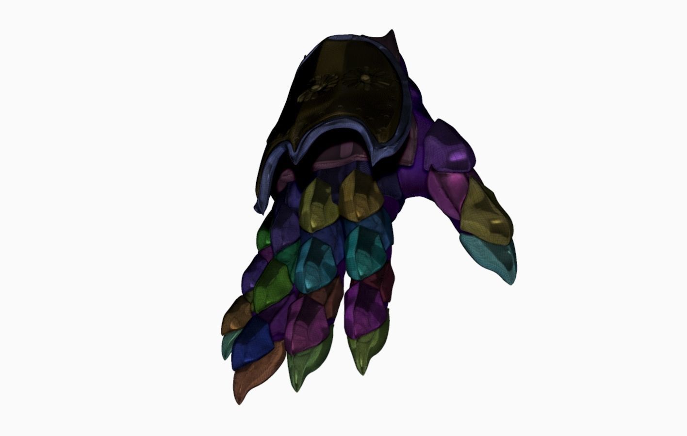 Women Glove Armor Set Sculpt 3D model_2