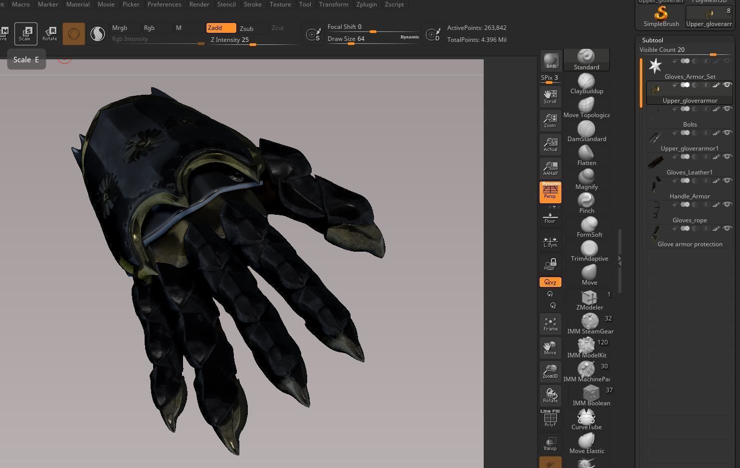 Women Glove Armor Set Sculpt 3D model_4