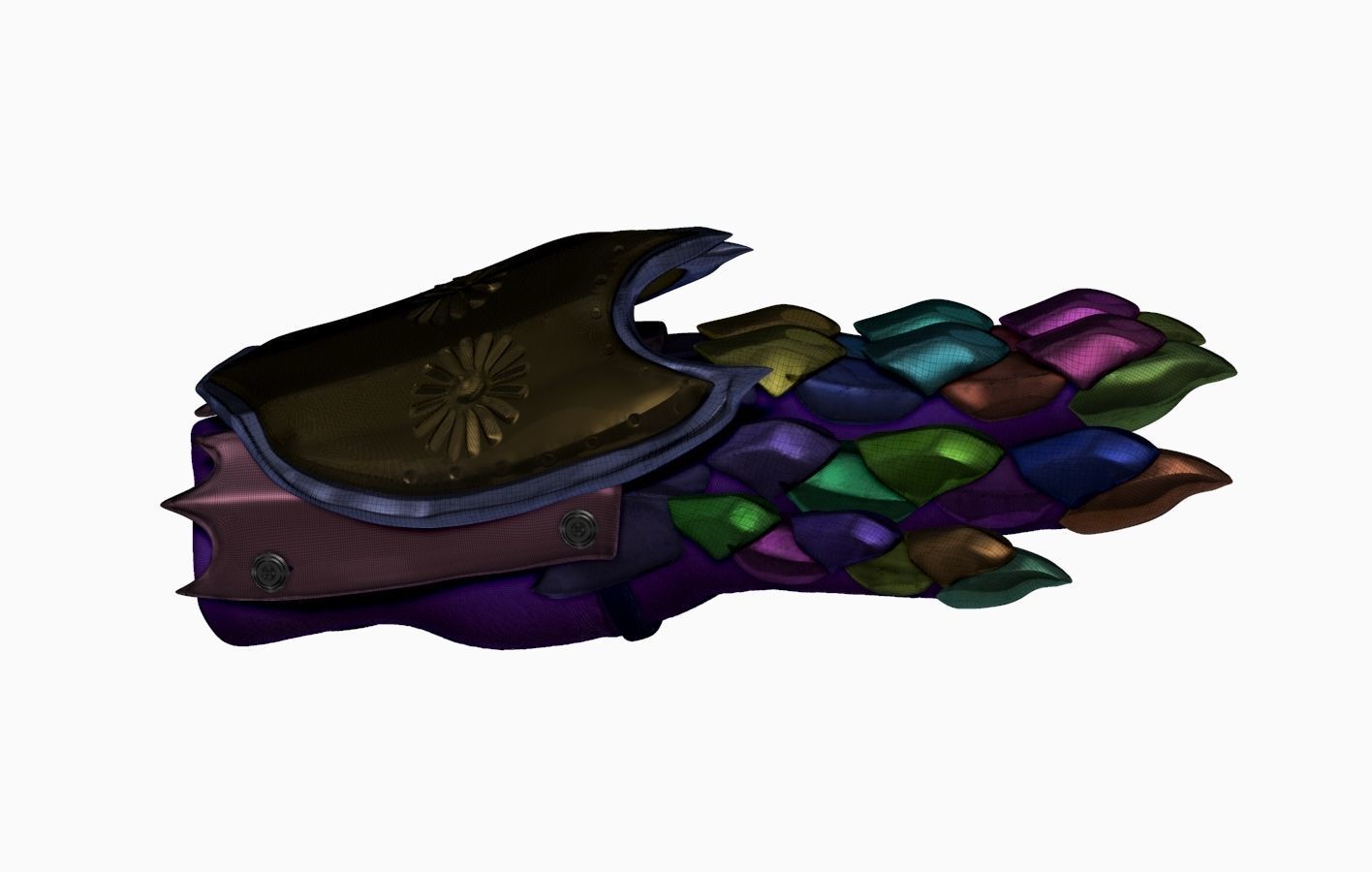 Women Glove Armor Set Sculpt 3D model_10