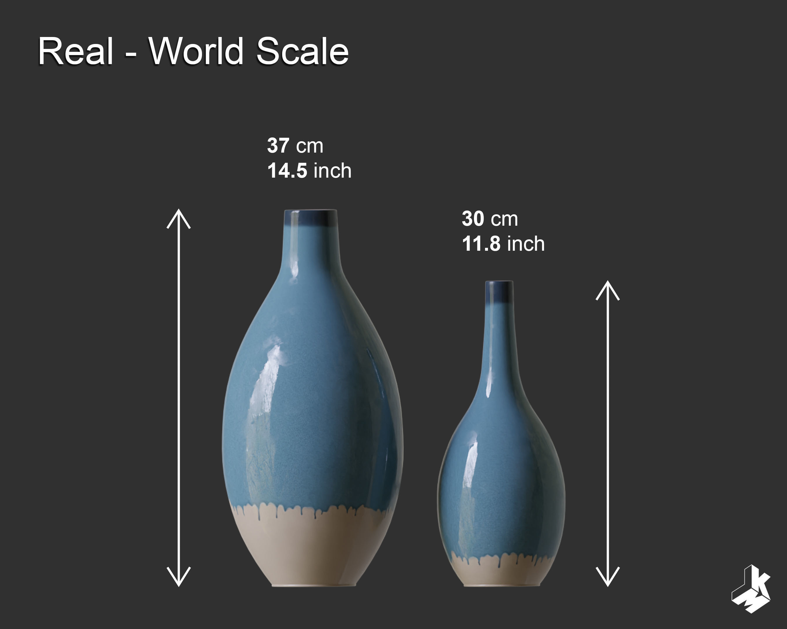 Set of Cascade Ceramic Vases 3D model_2