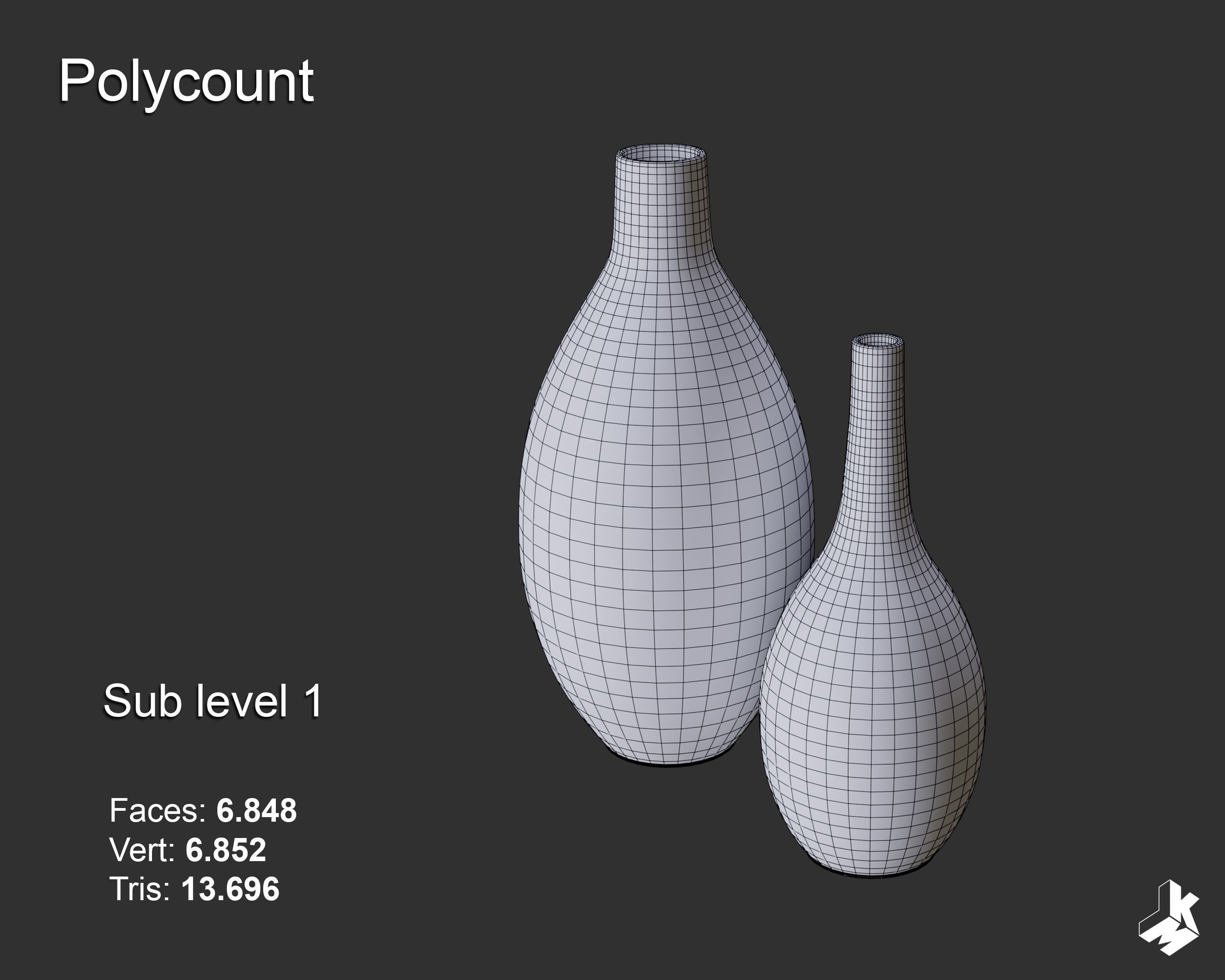 Set of Cascade Ceramic Vases 3D model_6
