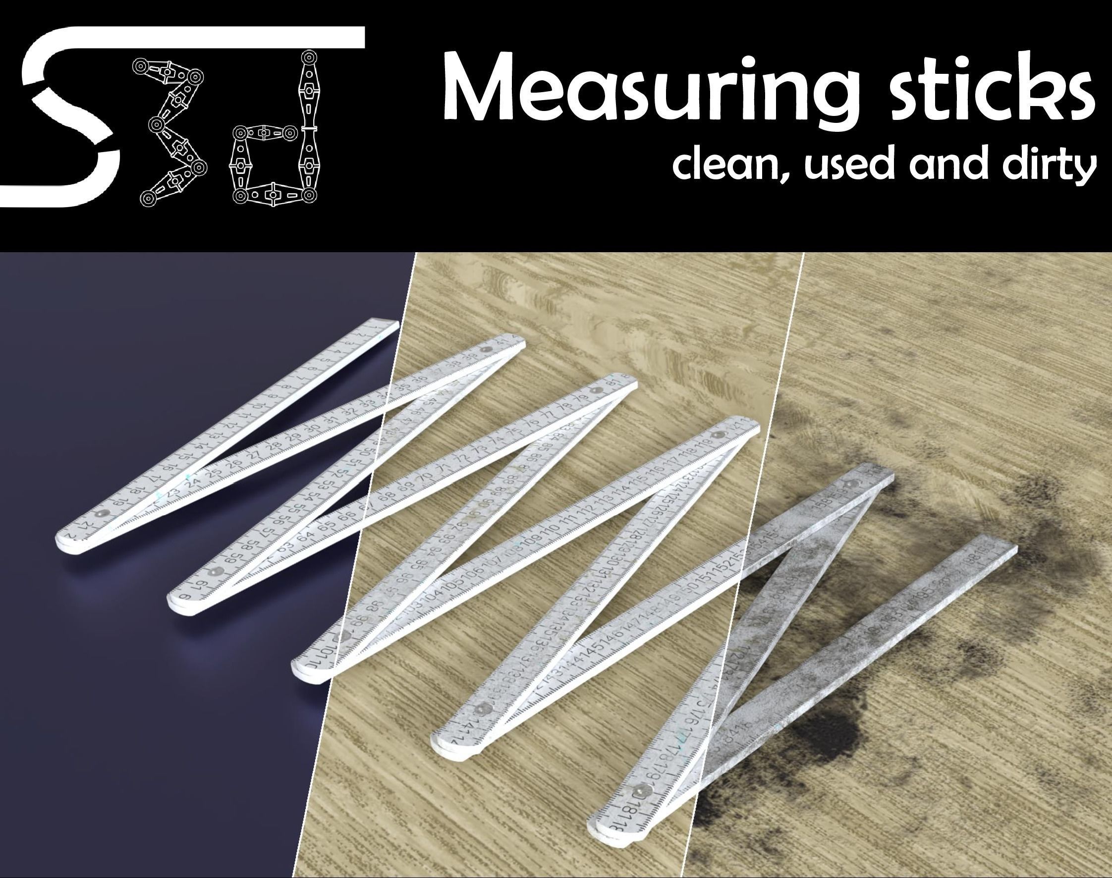 3D model Measuring sticks clean used dirty VR / AR / low-poly | CGTrader
