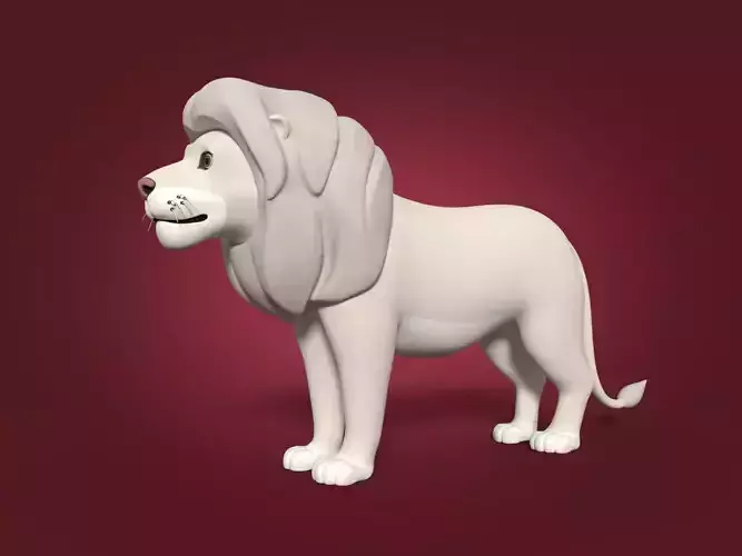 Cartoon White Lion 3D model