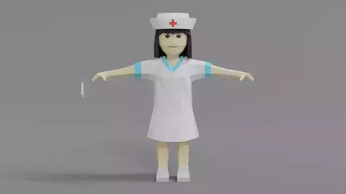 Low Poly Cartoon Nurse