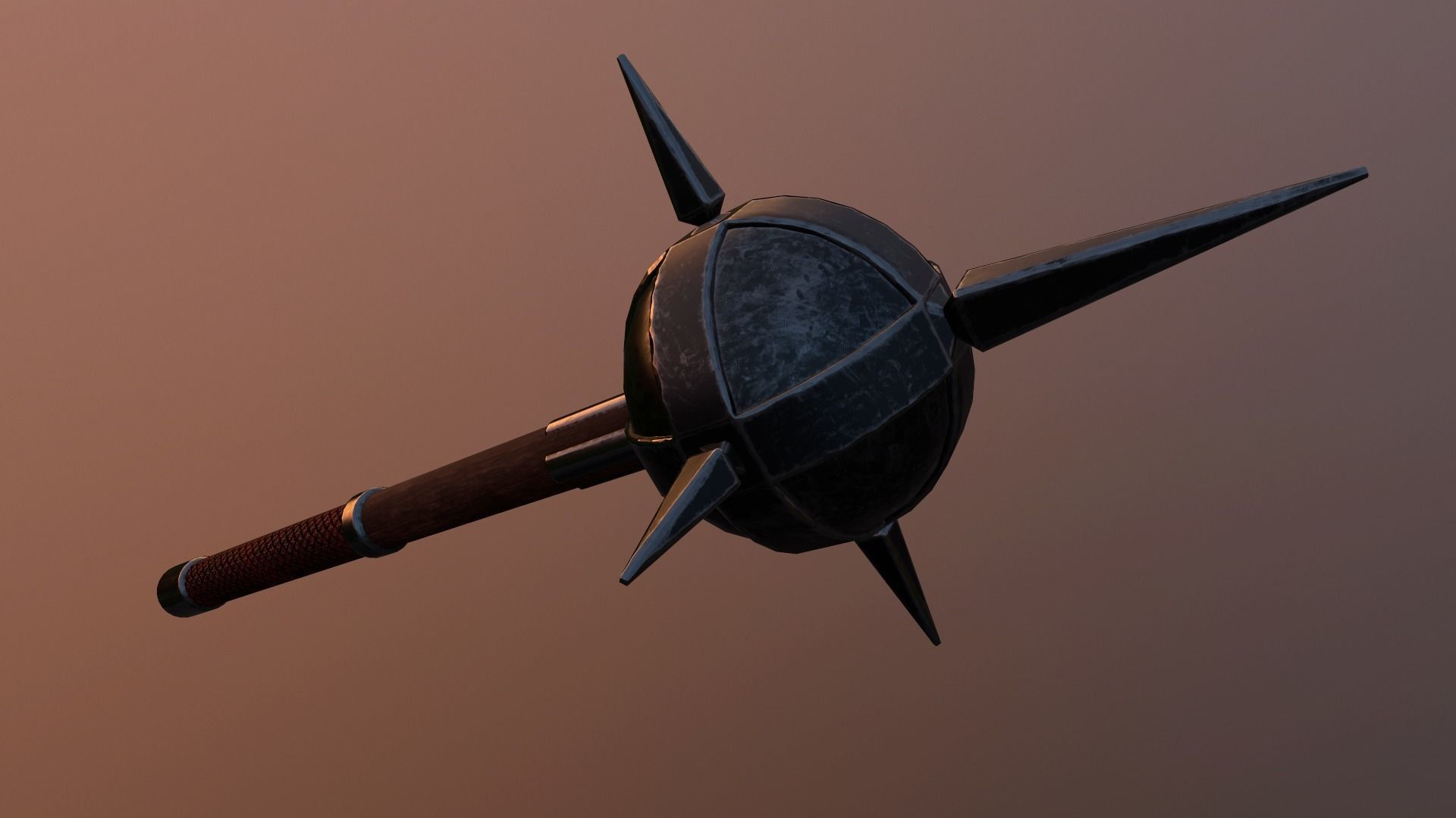 Medieval mace Low-poly 3D model_2