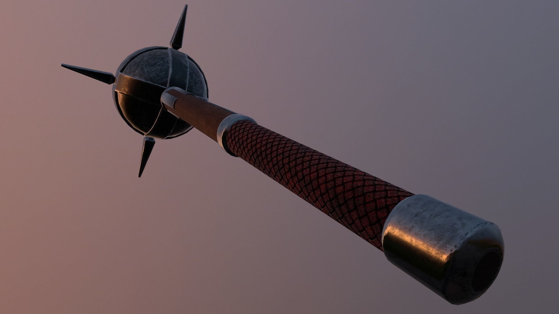 Medieval mace Low-poly 3D model_7