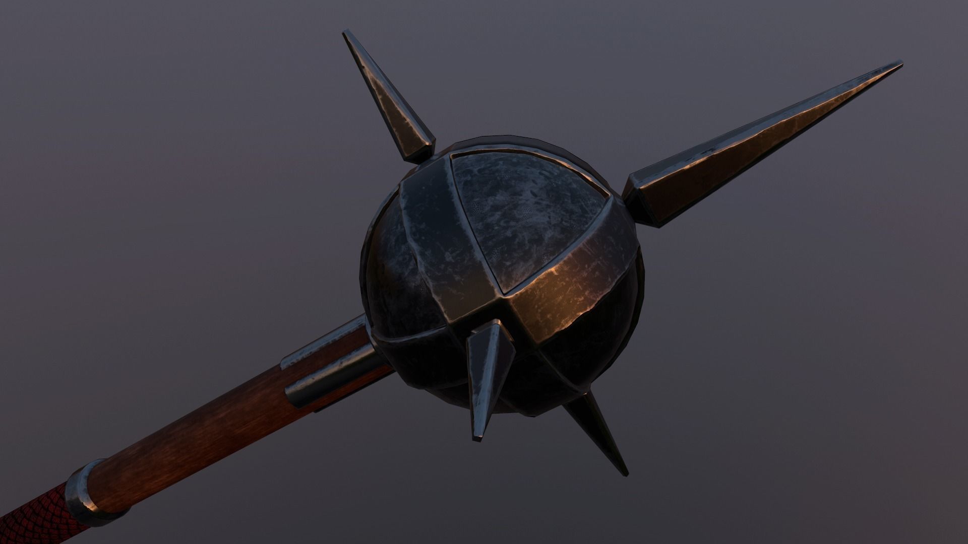 Medieval mace Low-poly 3D model_3