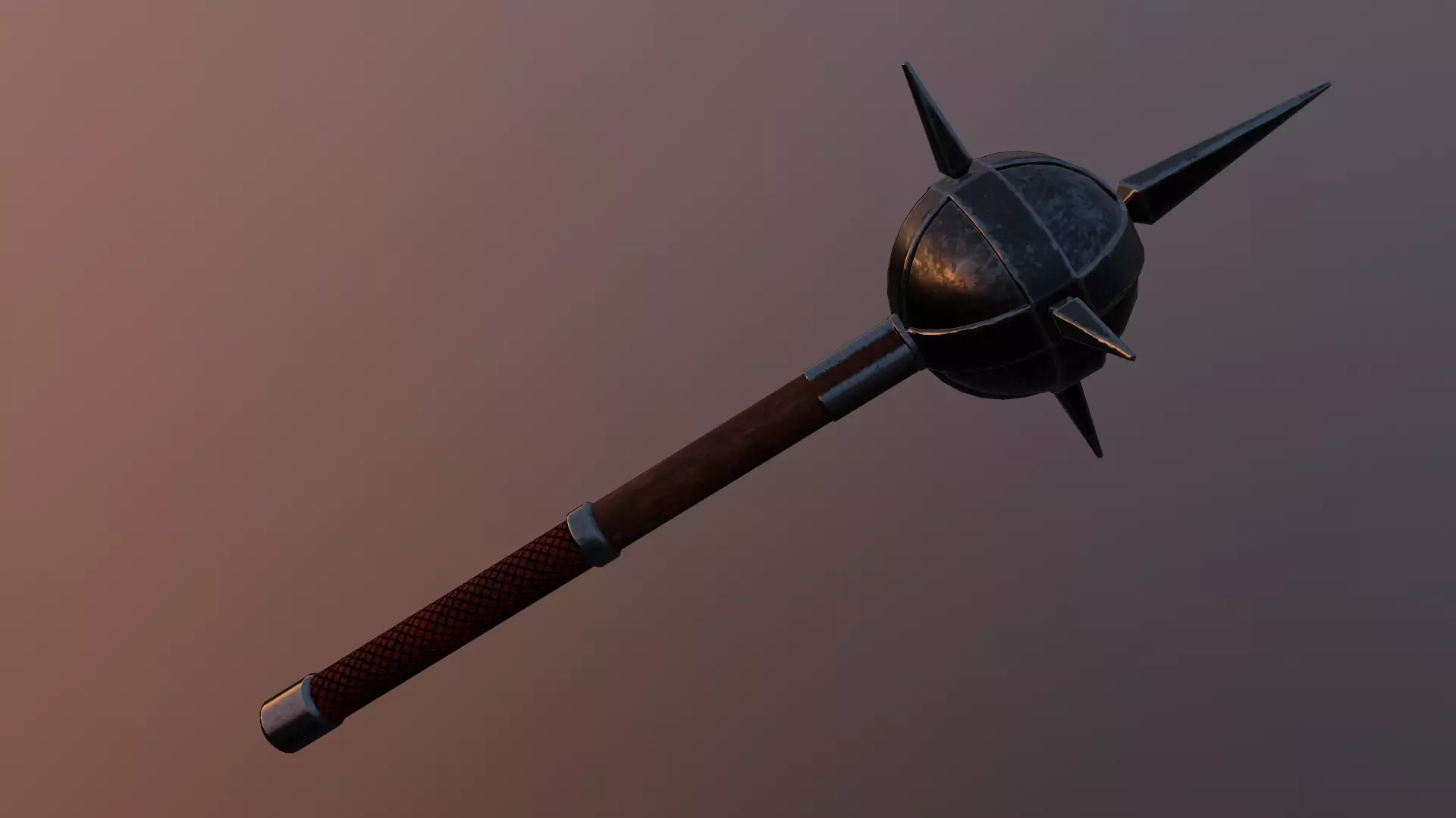 Medieval mace Low-poly 3D model_0