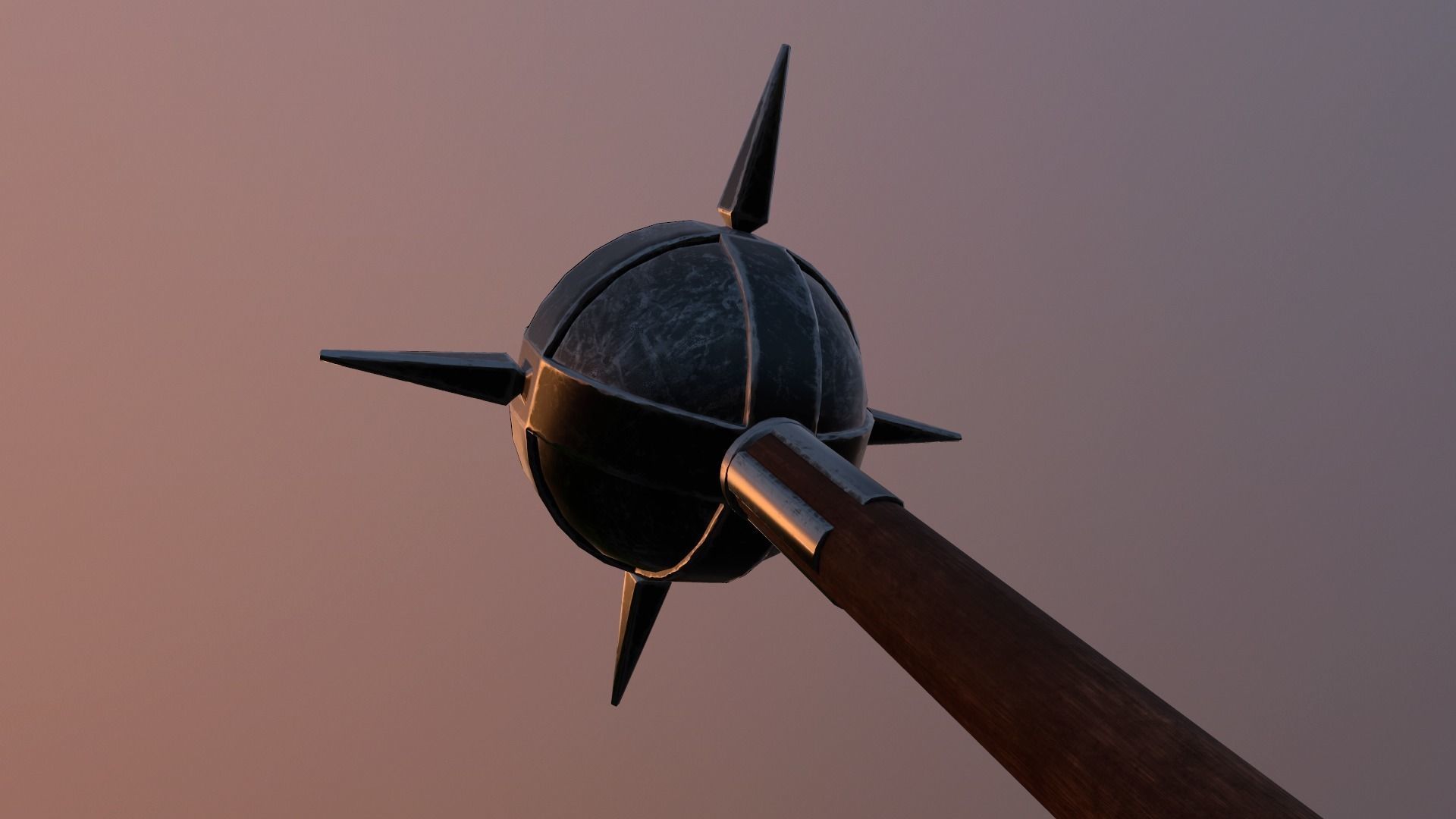 Medieval mace Low-poly 3D model_9