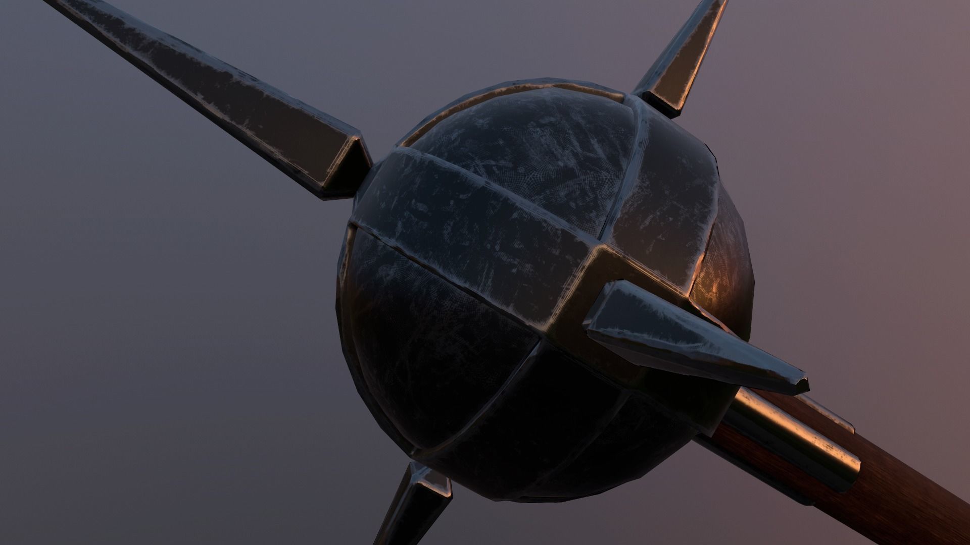 Medieval mace Low-poly 3D model_10