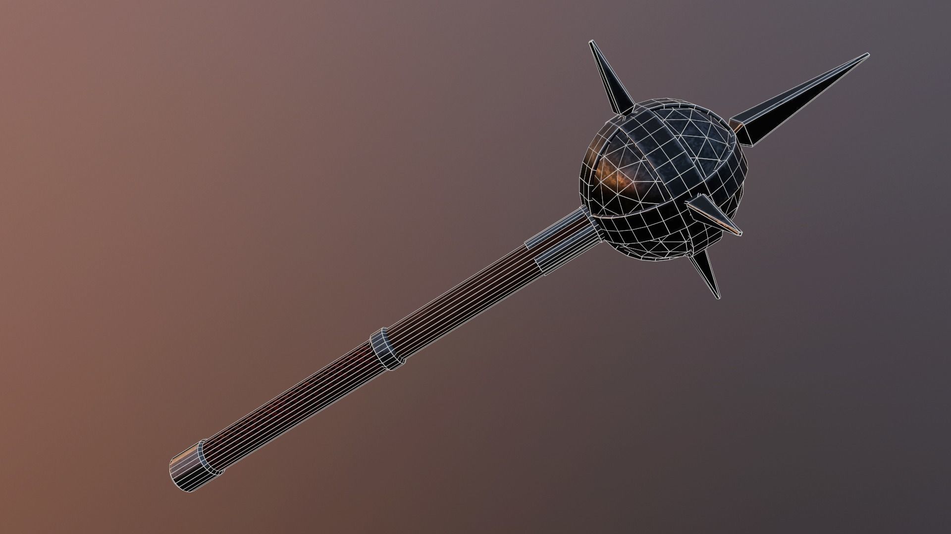 Medieval mace Low-poly 3D model_1