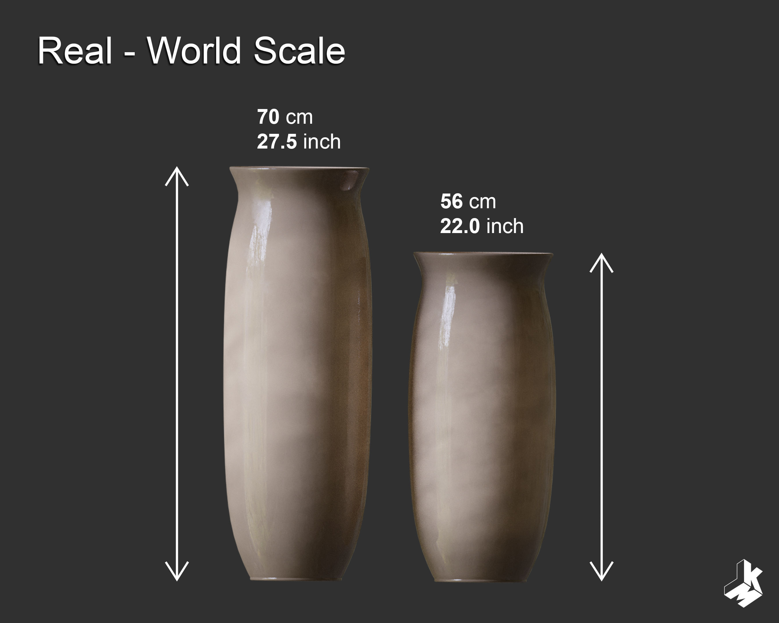 Set of Floor Ceramic Vases 3D model_2
