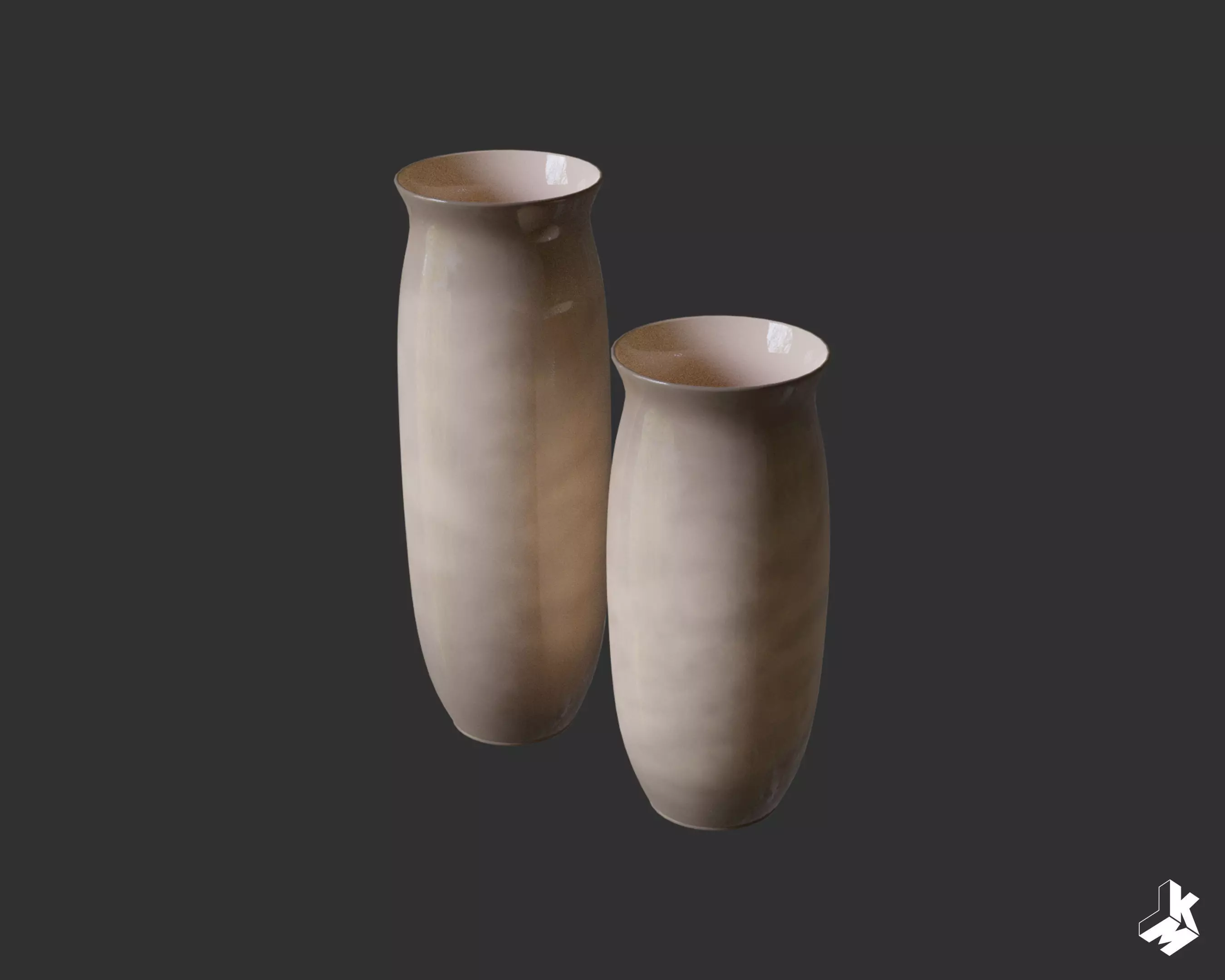 Set of Floor Ceramic Vases 3D model_0