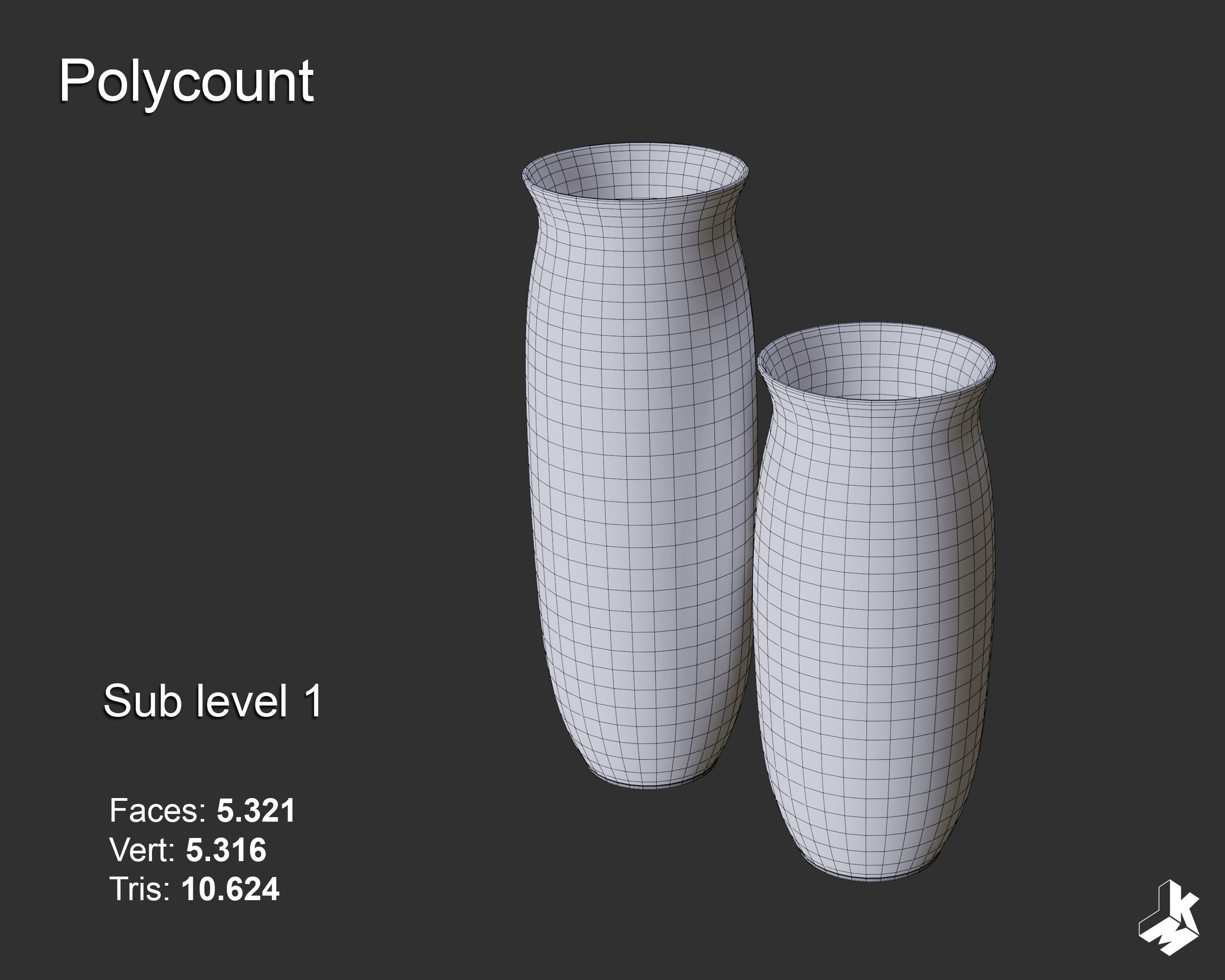 Set of Floor Ceramic Vases 3D model_6