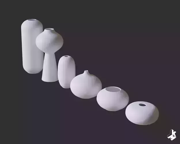 Set of White Ceramic Vases