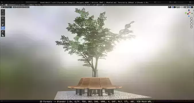 Round Bench 7 with Citytree and Treegrill