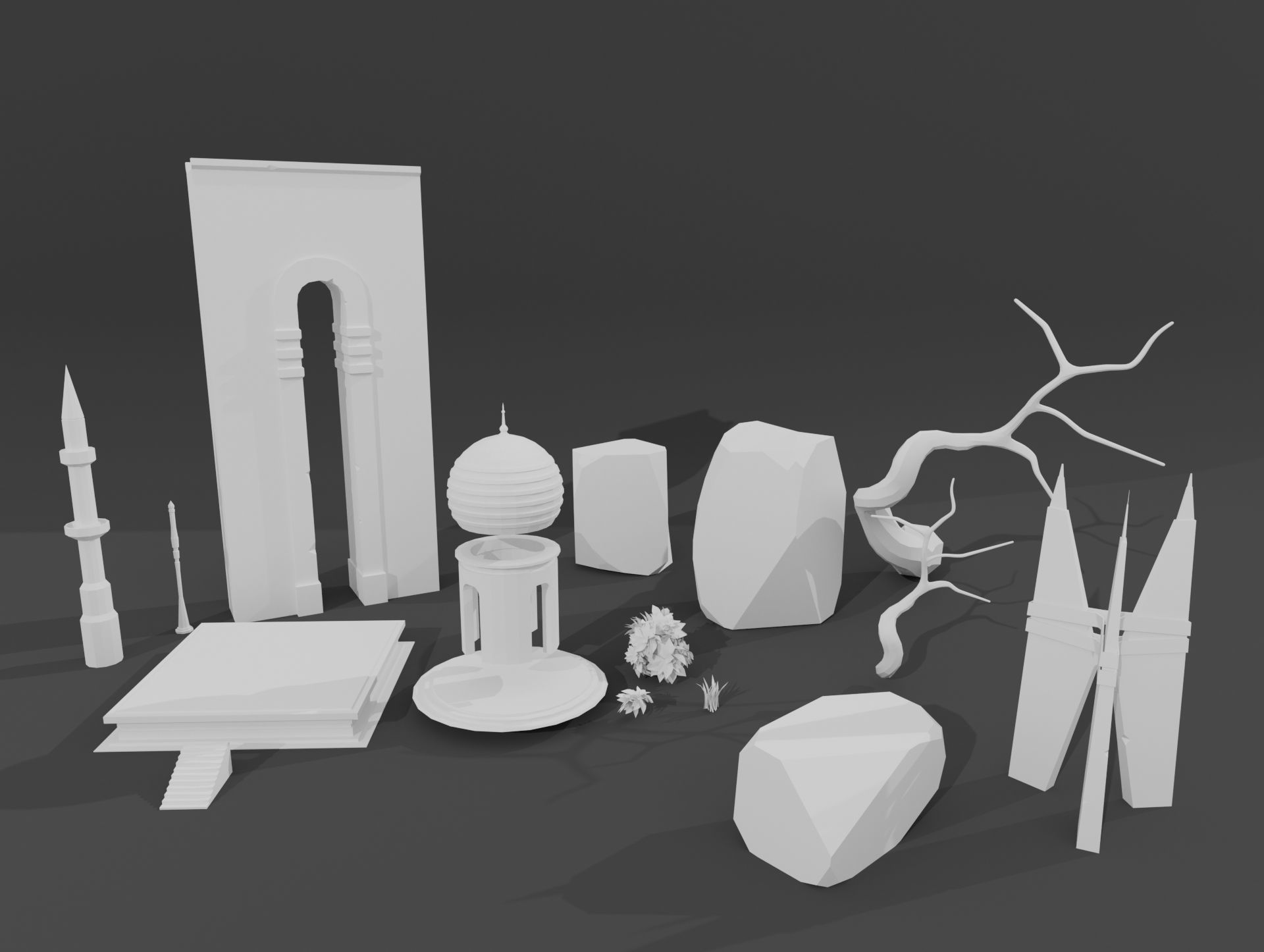  Ancient environment Part3 Modular Low-poly 3D model_1