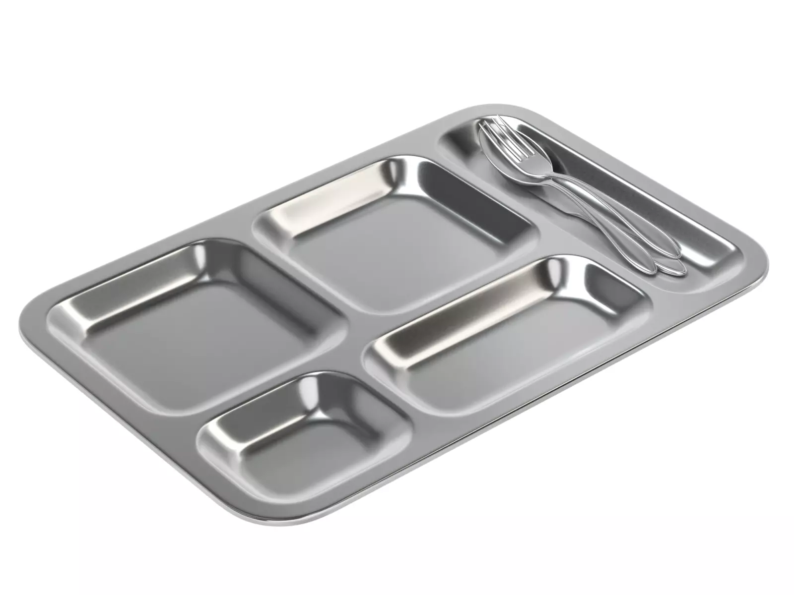 Food Tray With Cutlery 3D model