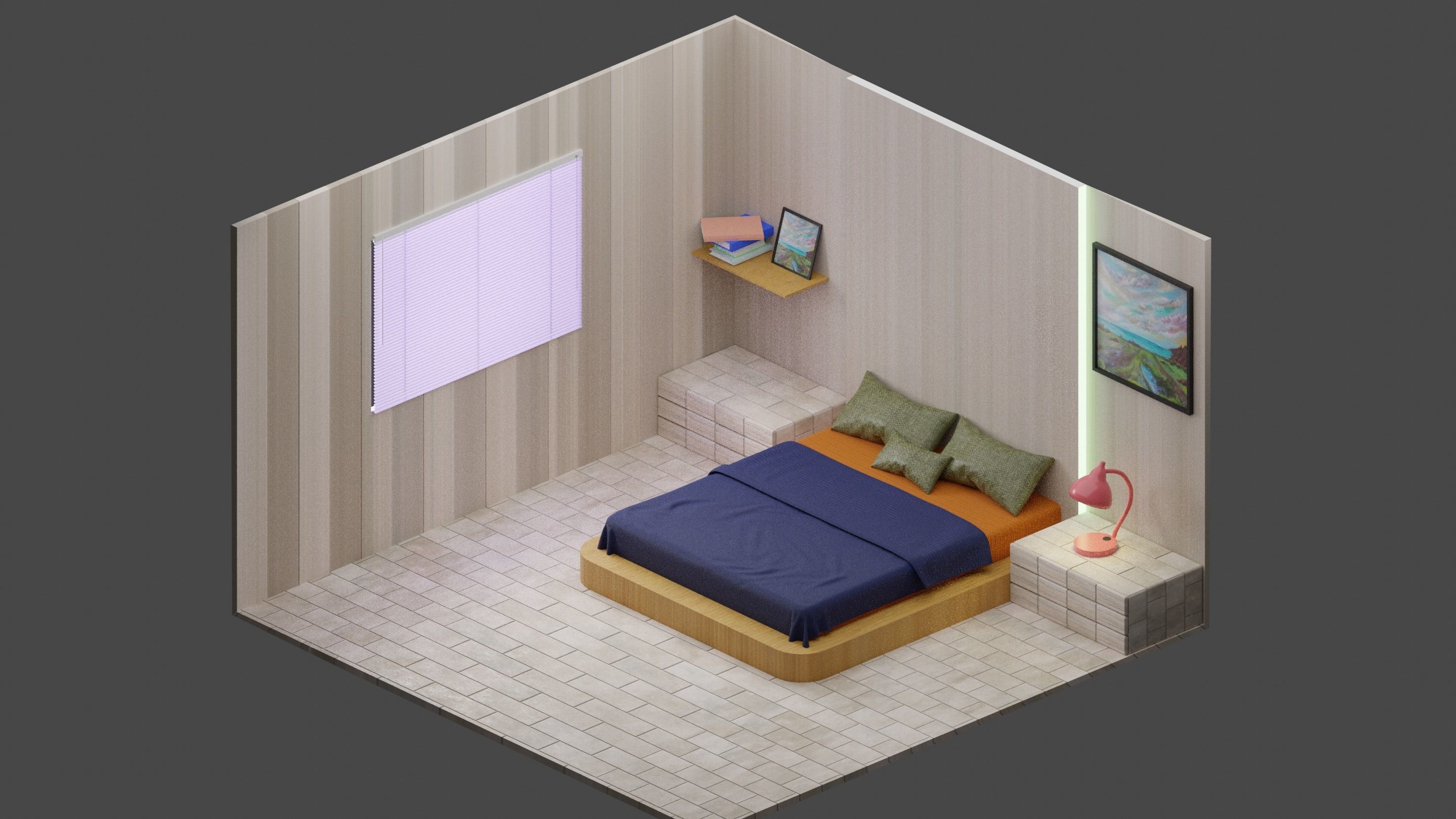 Room - Orthographic Design Free low-poly 3D model_5