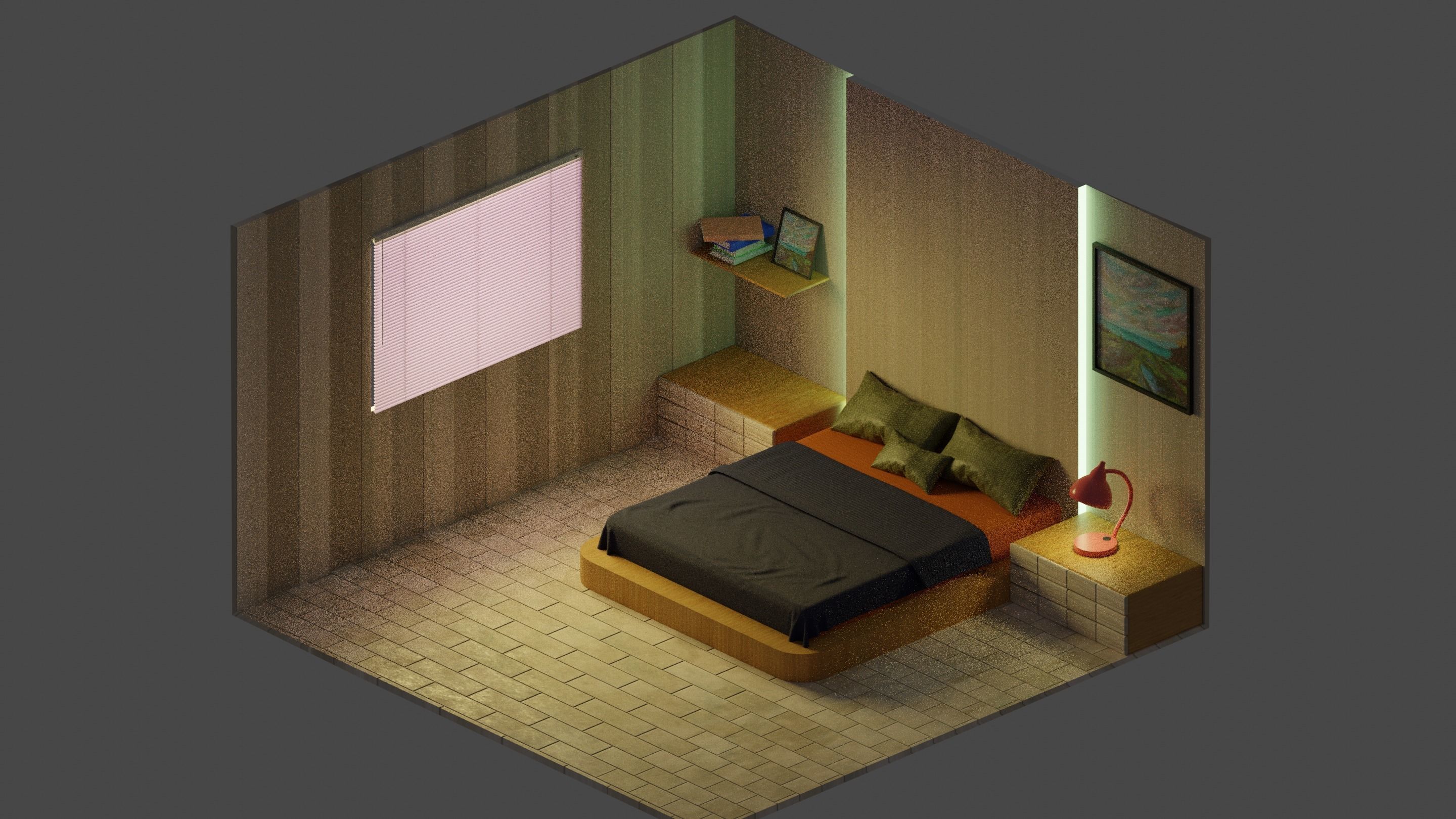 Room - Orthographic Design Free low-poly 3D model_1