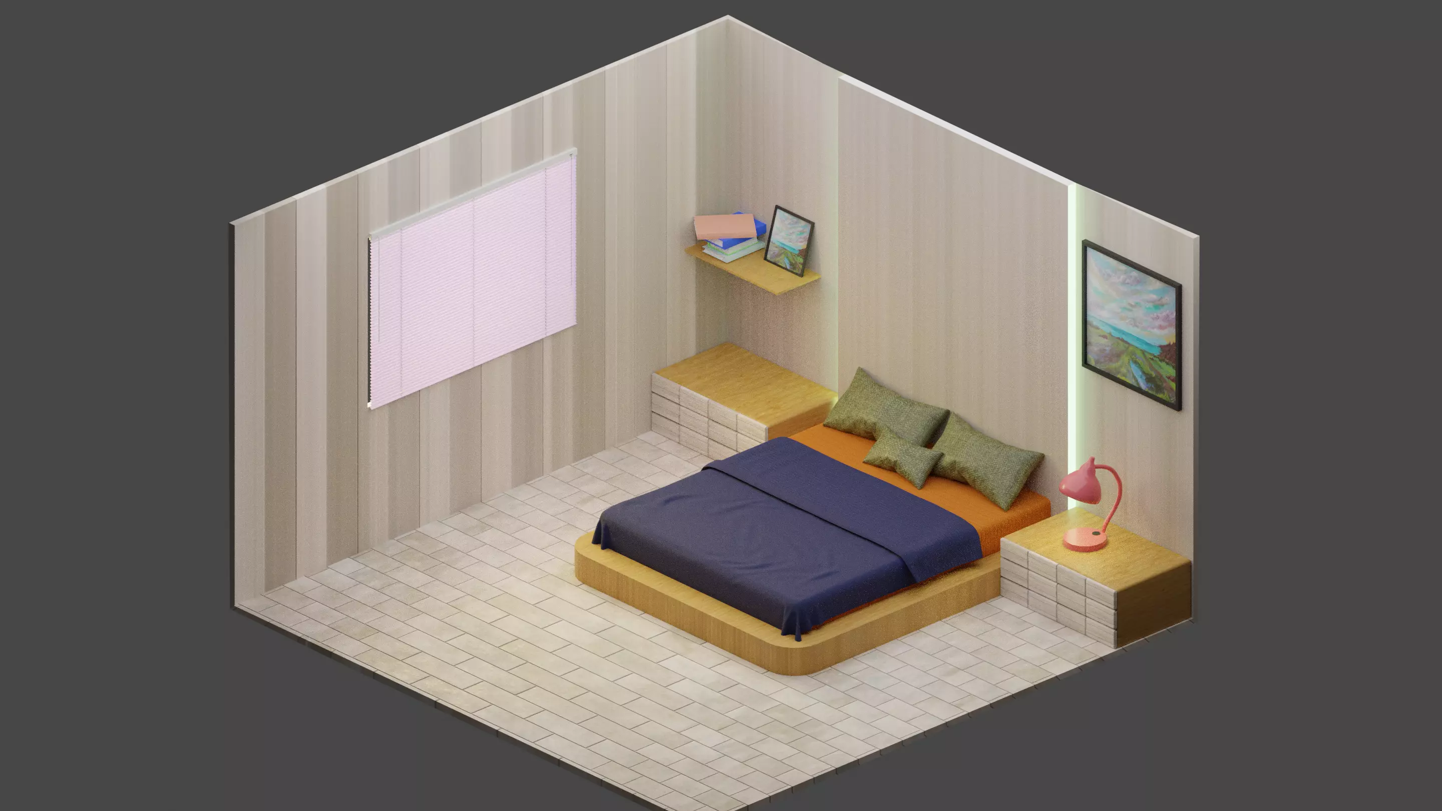 Room - Orthographic Design Free low-poly 3D model_0