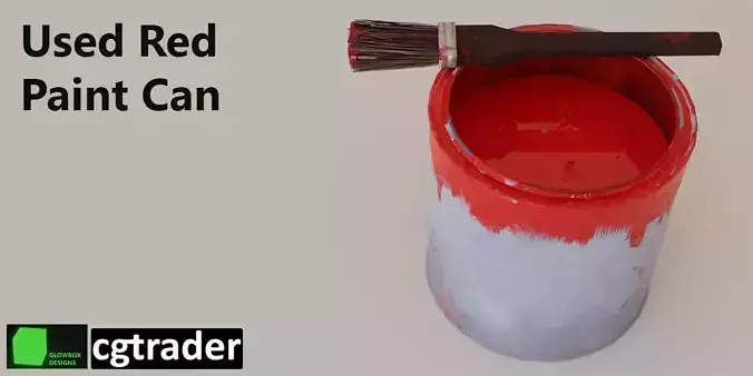 Used Red Paint Can with Brush