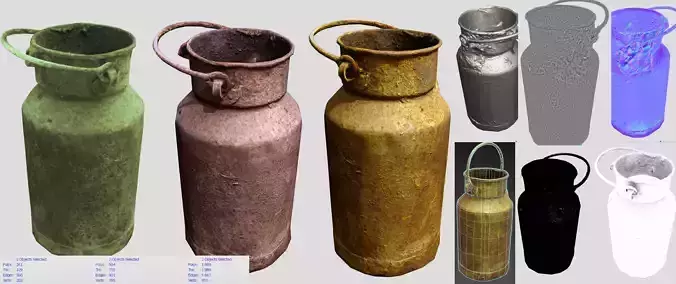 rusty milk container Low-poly 3D model