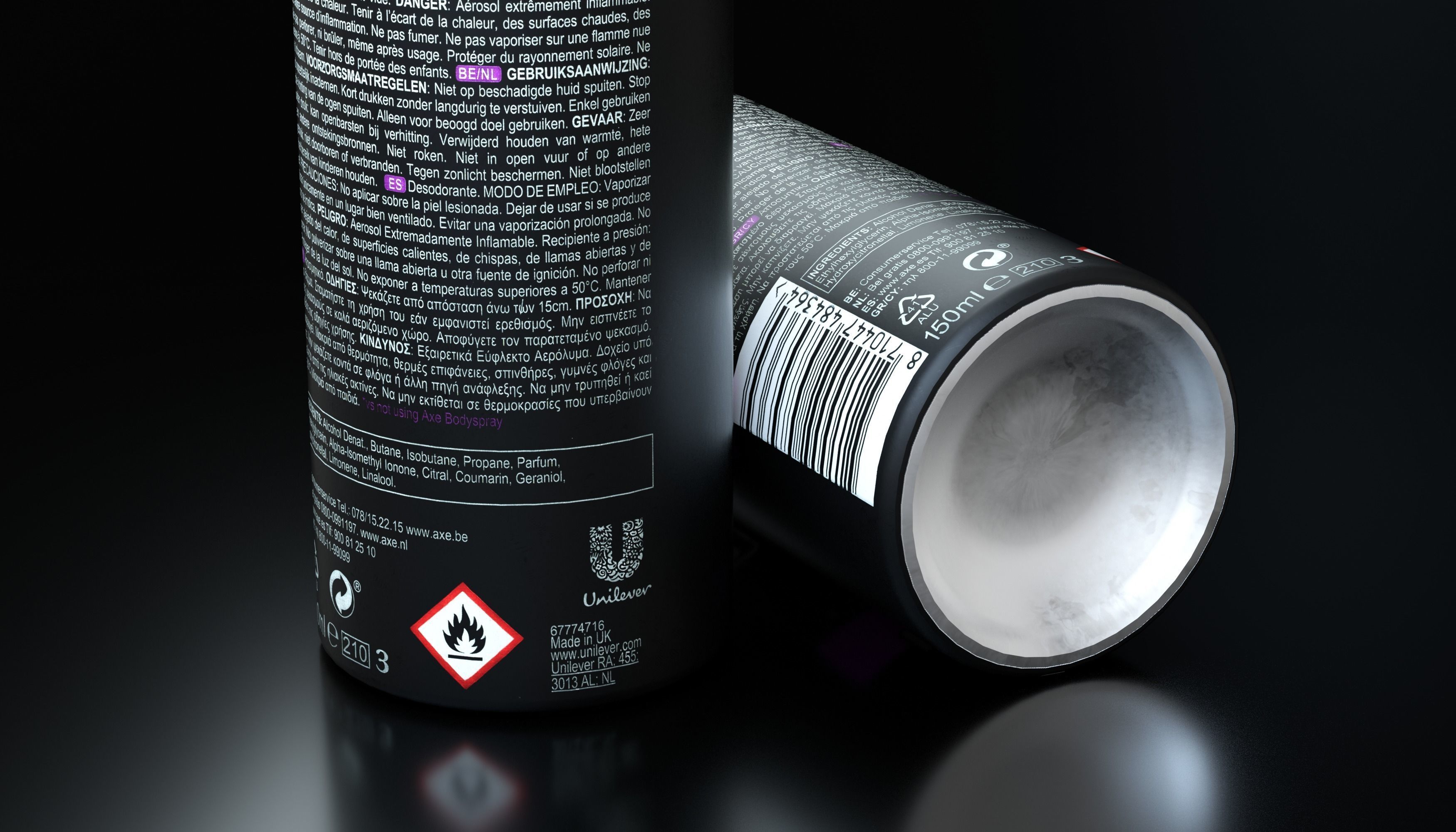 Axe Deodorant aerosol Excite Low-poly 3D model_4