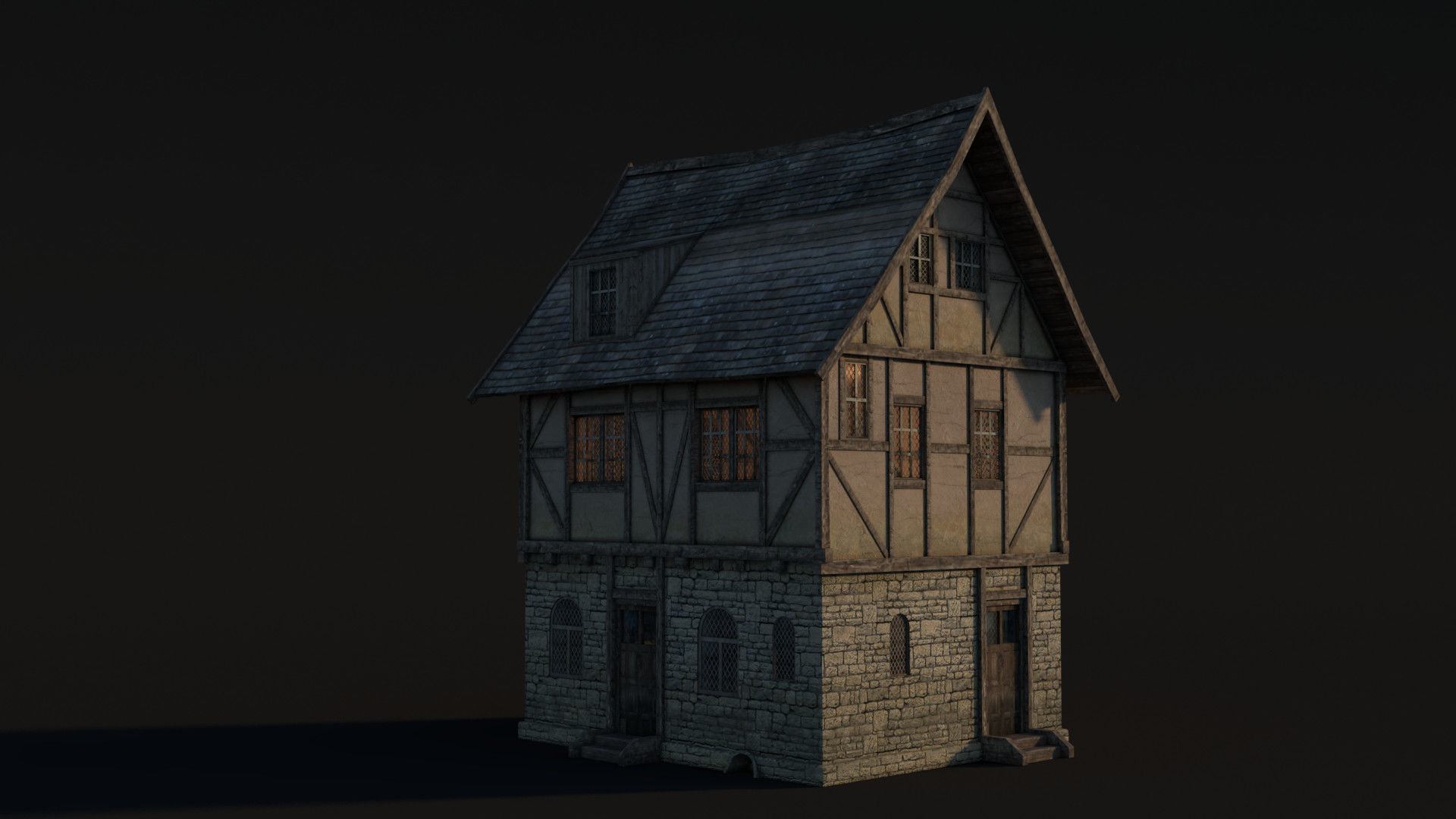 Fantasy Medieval House 05 3D model_3