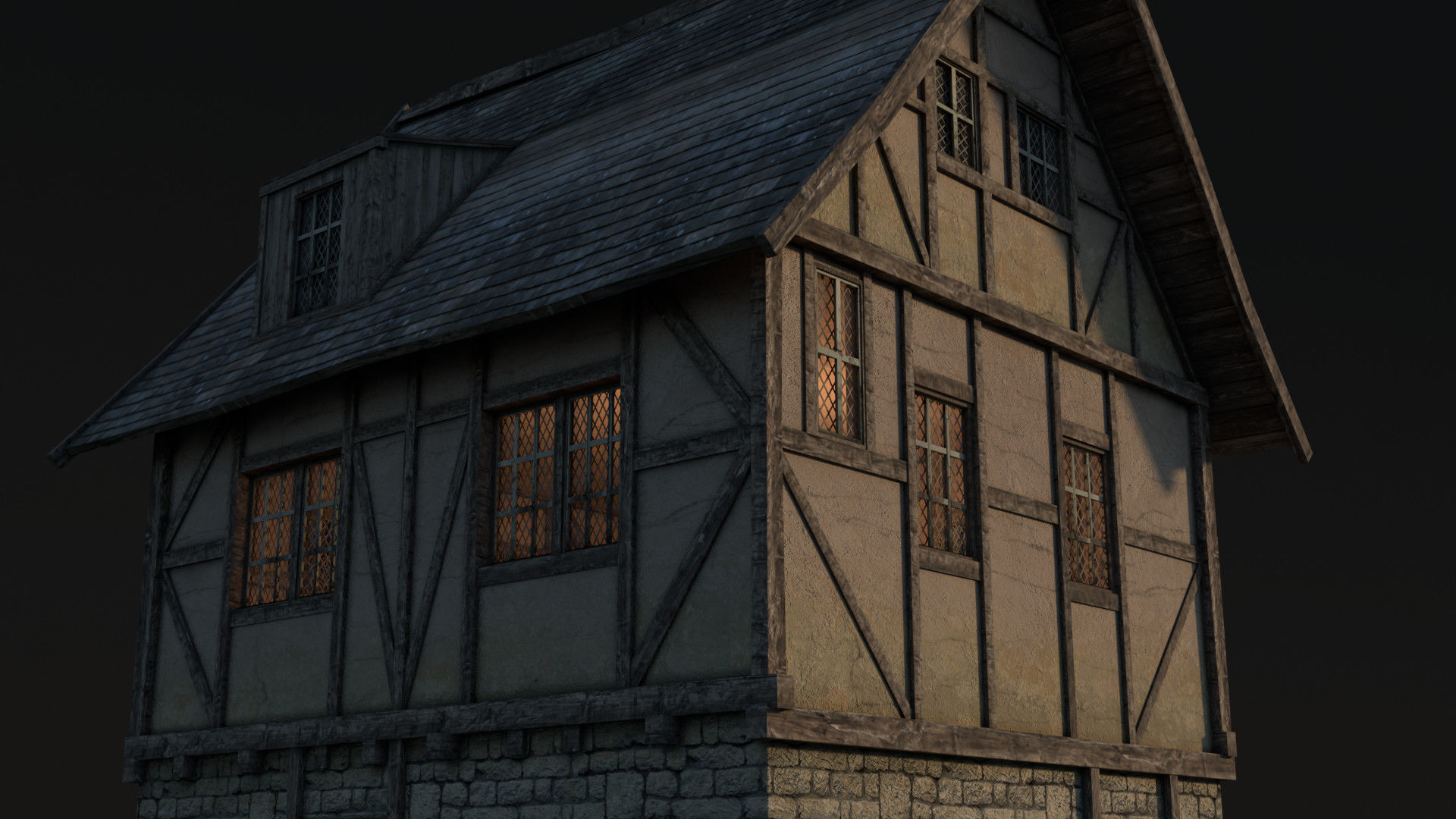Fantasy Medieval House 05 3D model_6