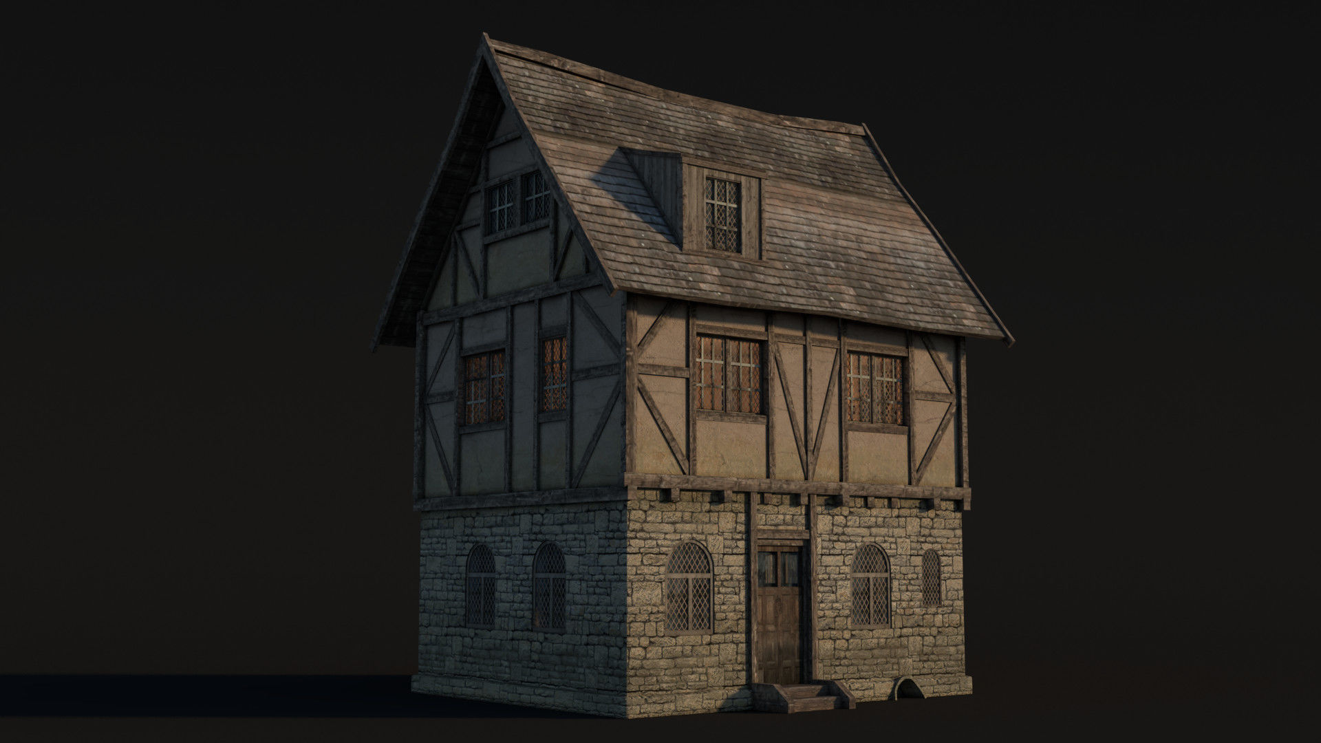 Fantasy Medieval House 05 3D model_2