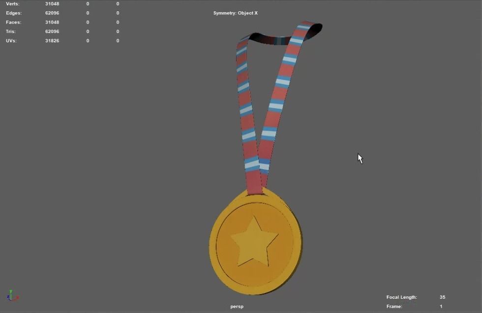 Medal gold 3D model_1