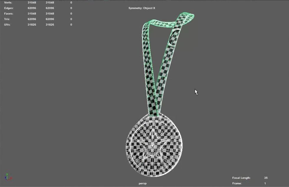 Medal gold 3D model_2