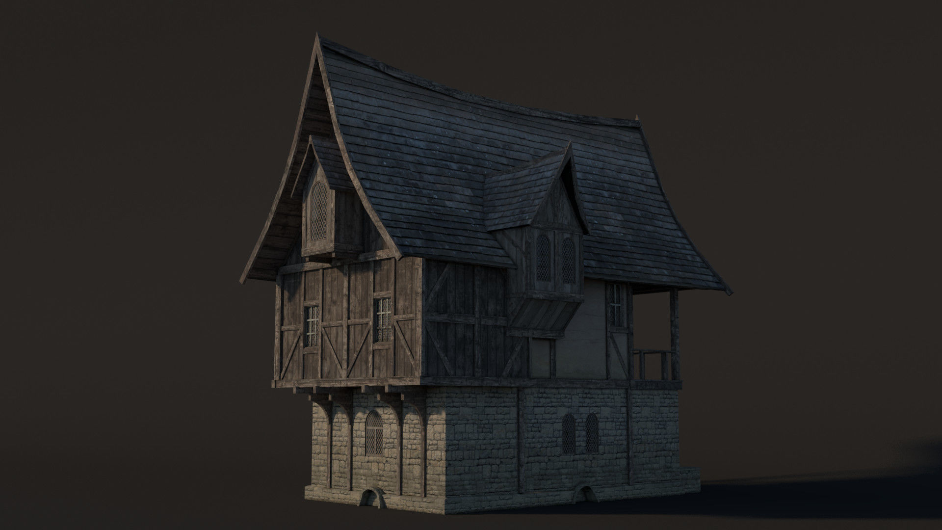 Fantasy Medieval House 04 3D model_3