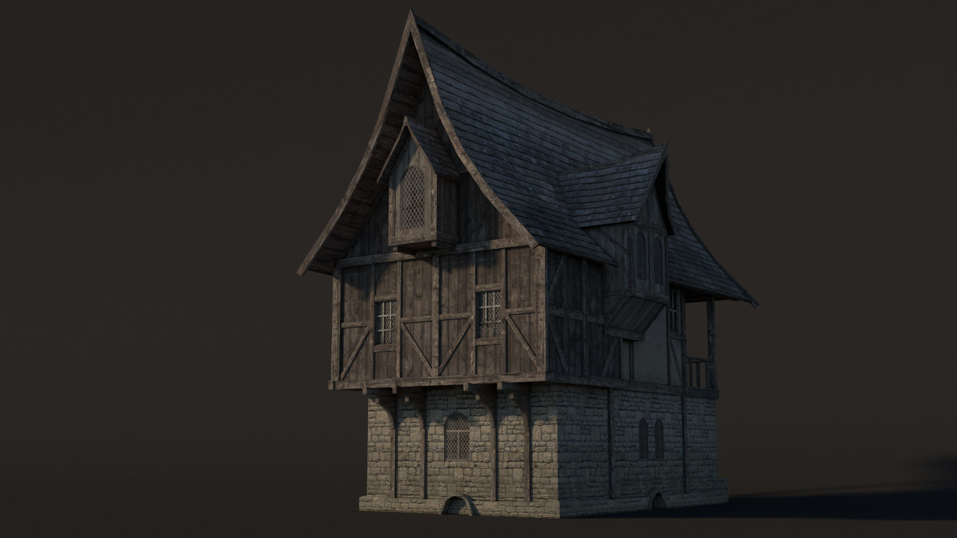 Fantasy Medieval House 04 3D model_4