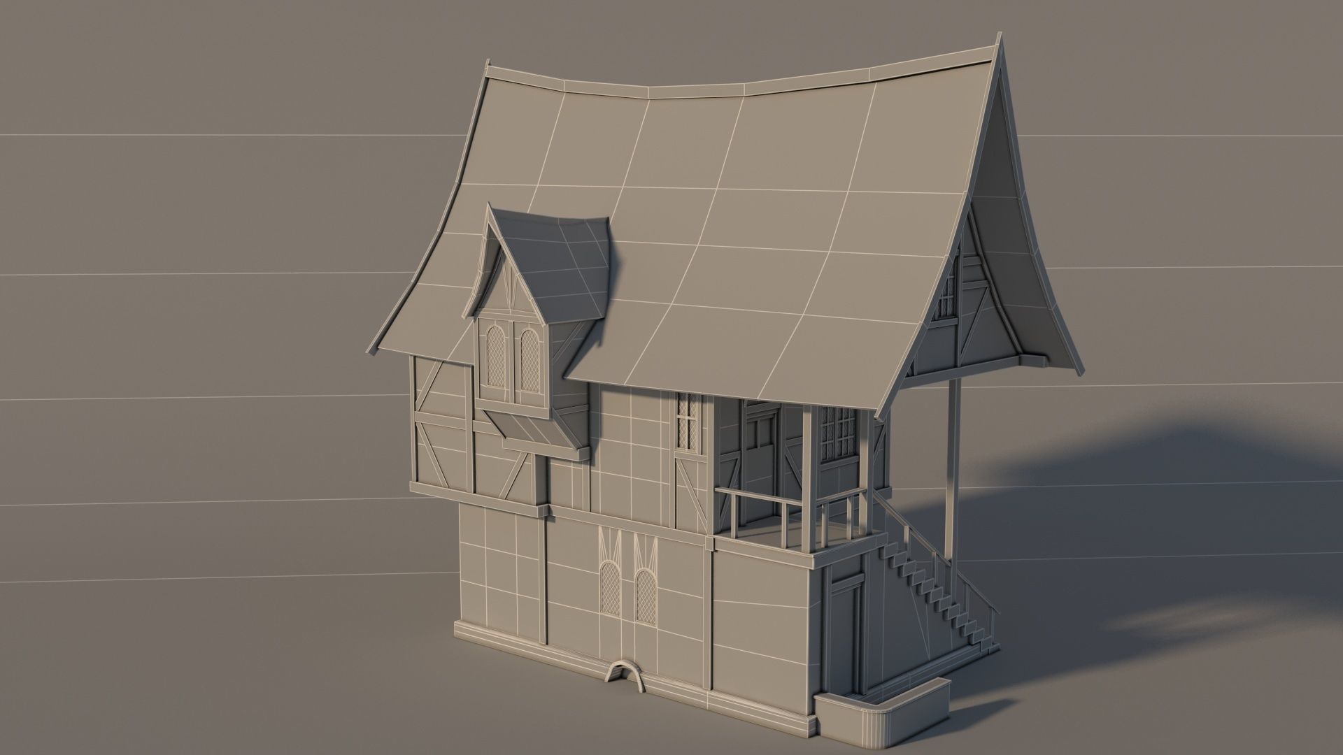 Fantasy Medieval House 04 3D model_8