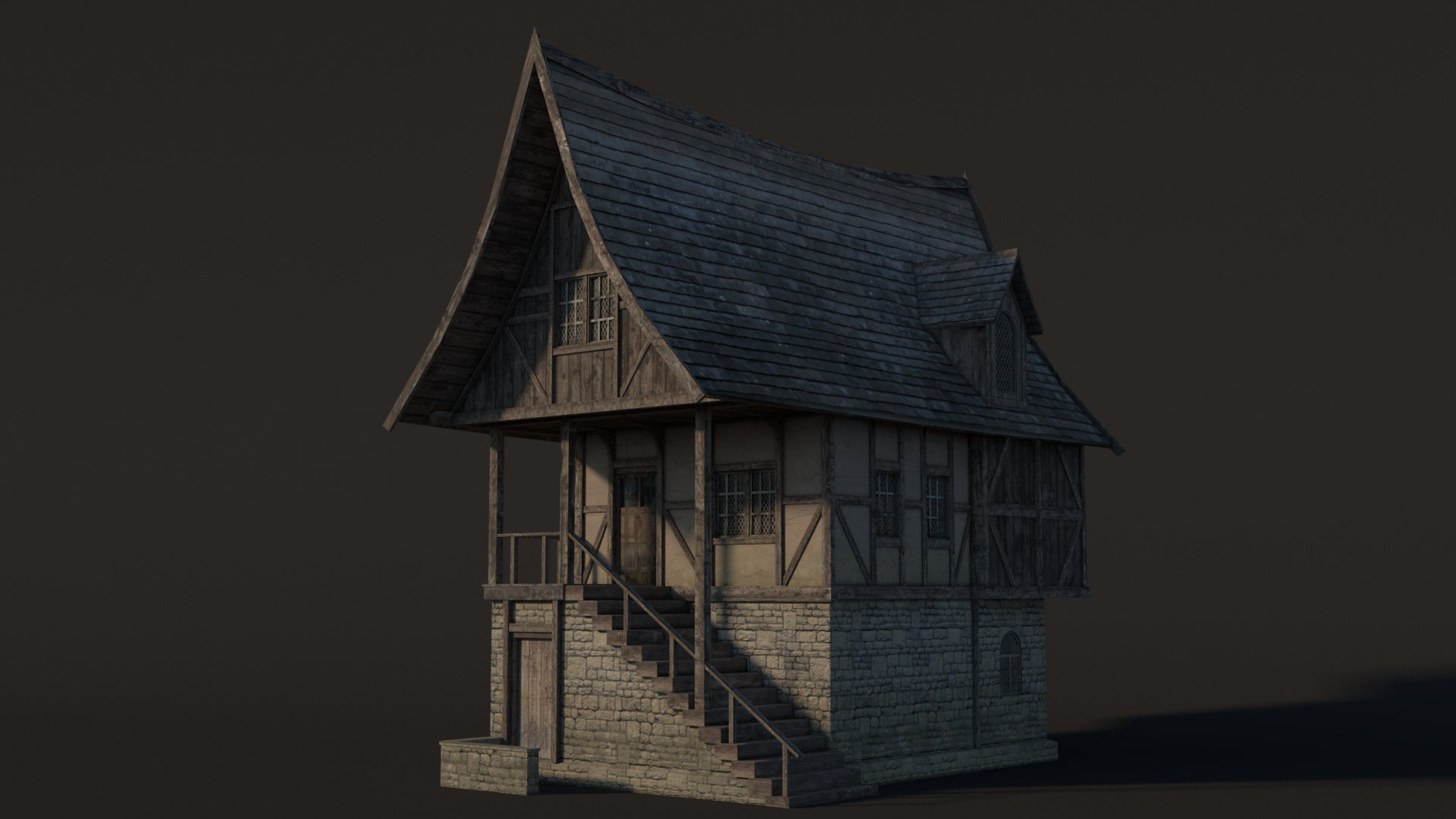 Fantasy Medieval House 04 3D model_1