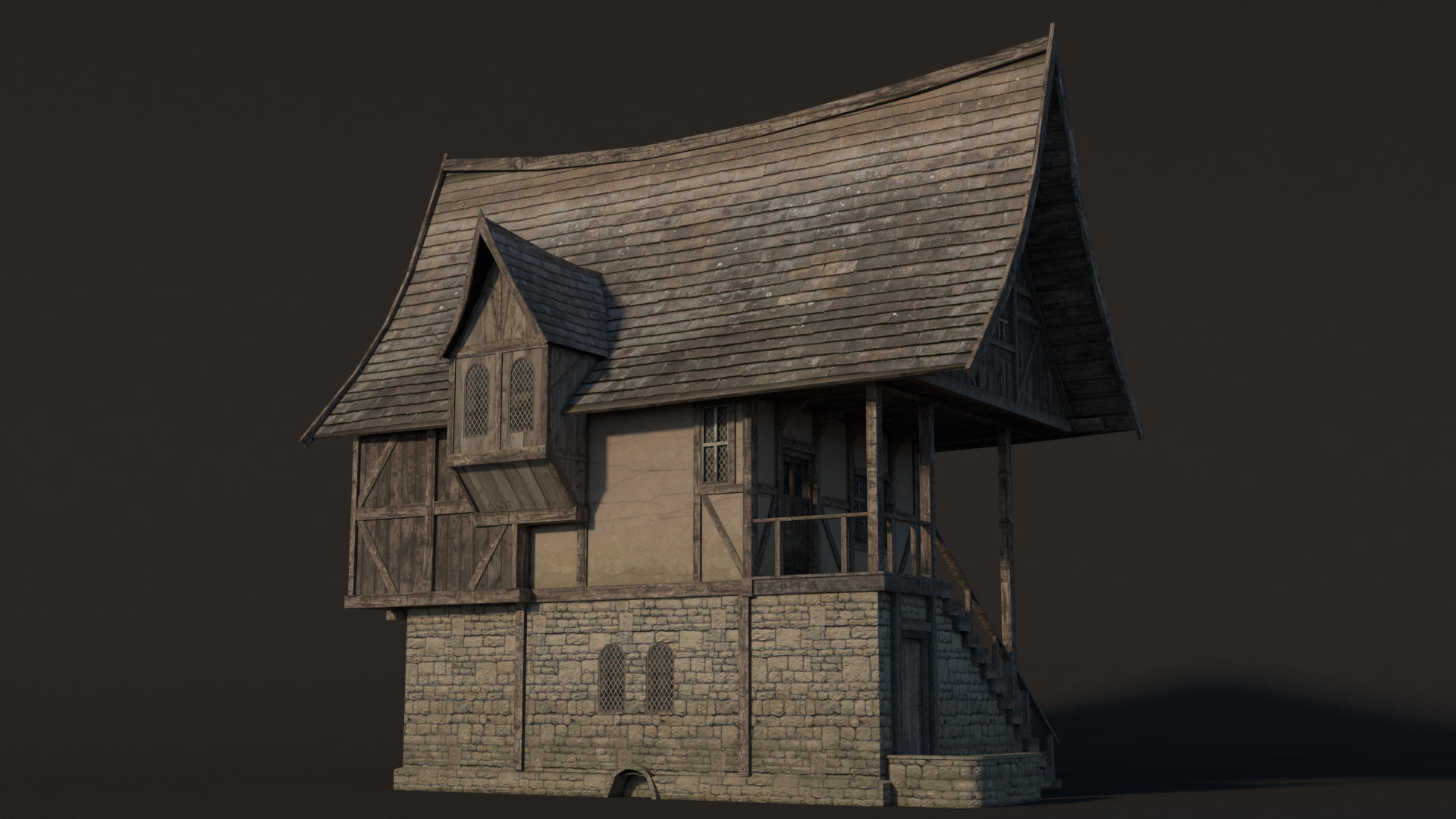 Fantasy Medieval House 04 3D model_2